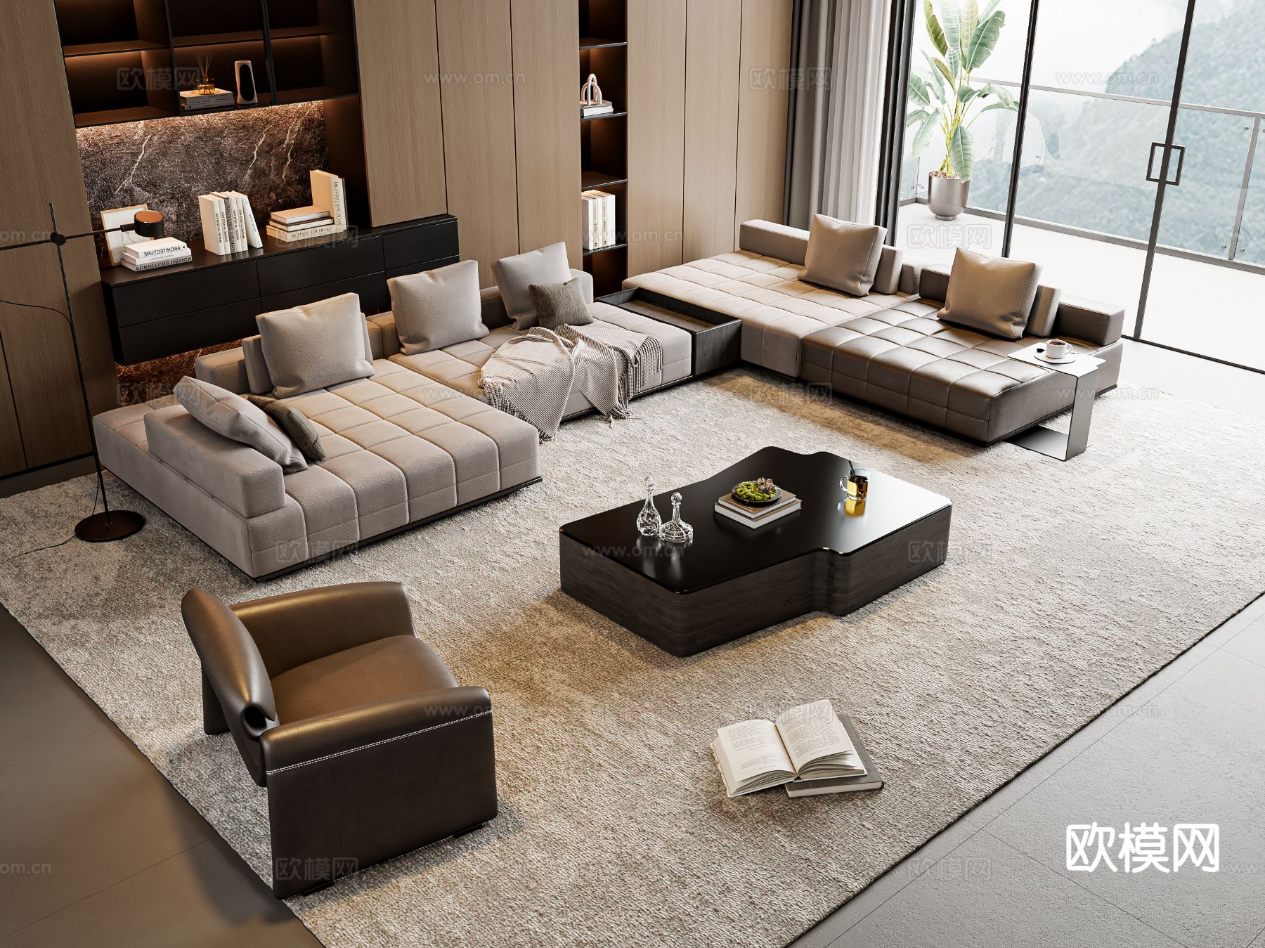 现代沙发组合3d模型下载