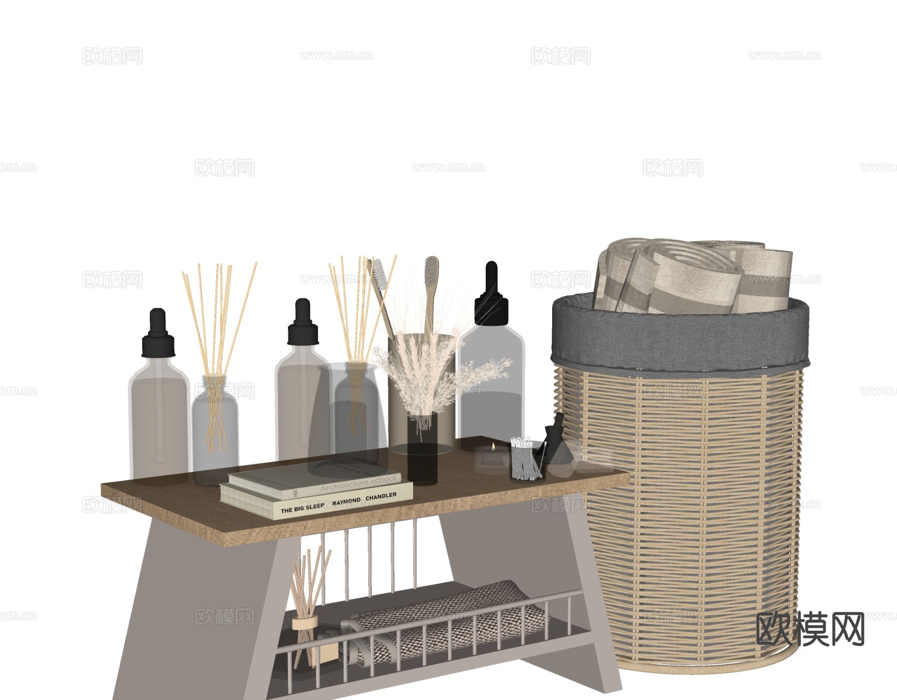 现代卫浴摆件 洗漱用品 化妆品 洗护用品su模型下载（渲染图1）