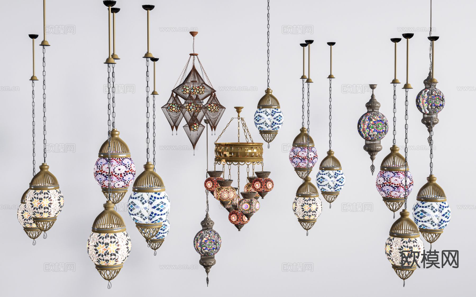 现代节庆灯 节日氛围灯 花灯 户外彩灯su模型下载（渲染图2）