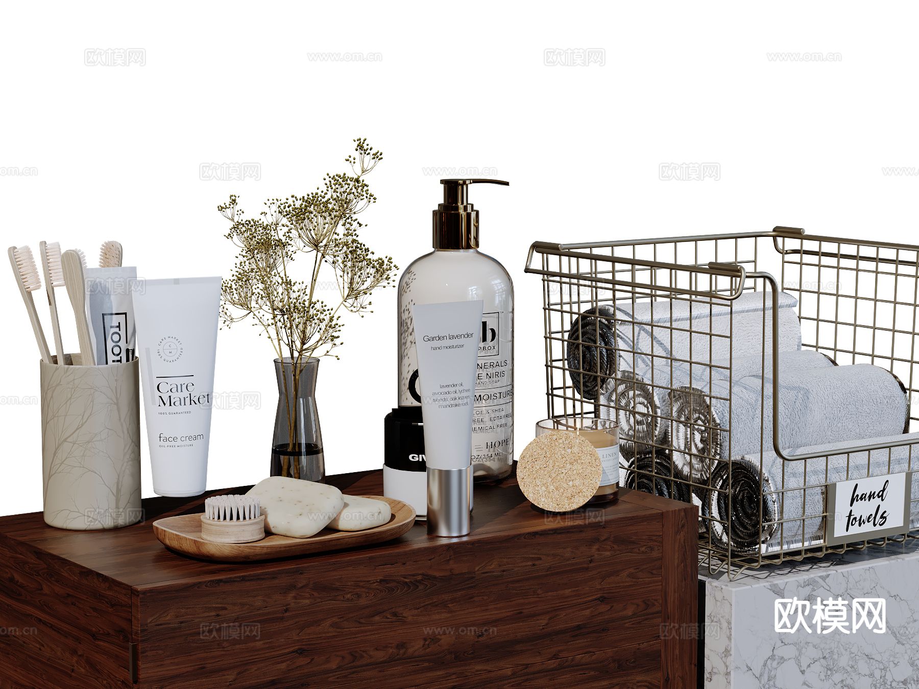 现代卫浴摆件 洗漱用品 化妆品 洗护用品su模型下载（渲染图2）