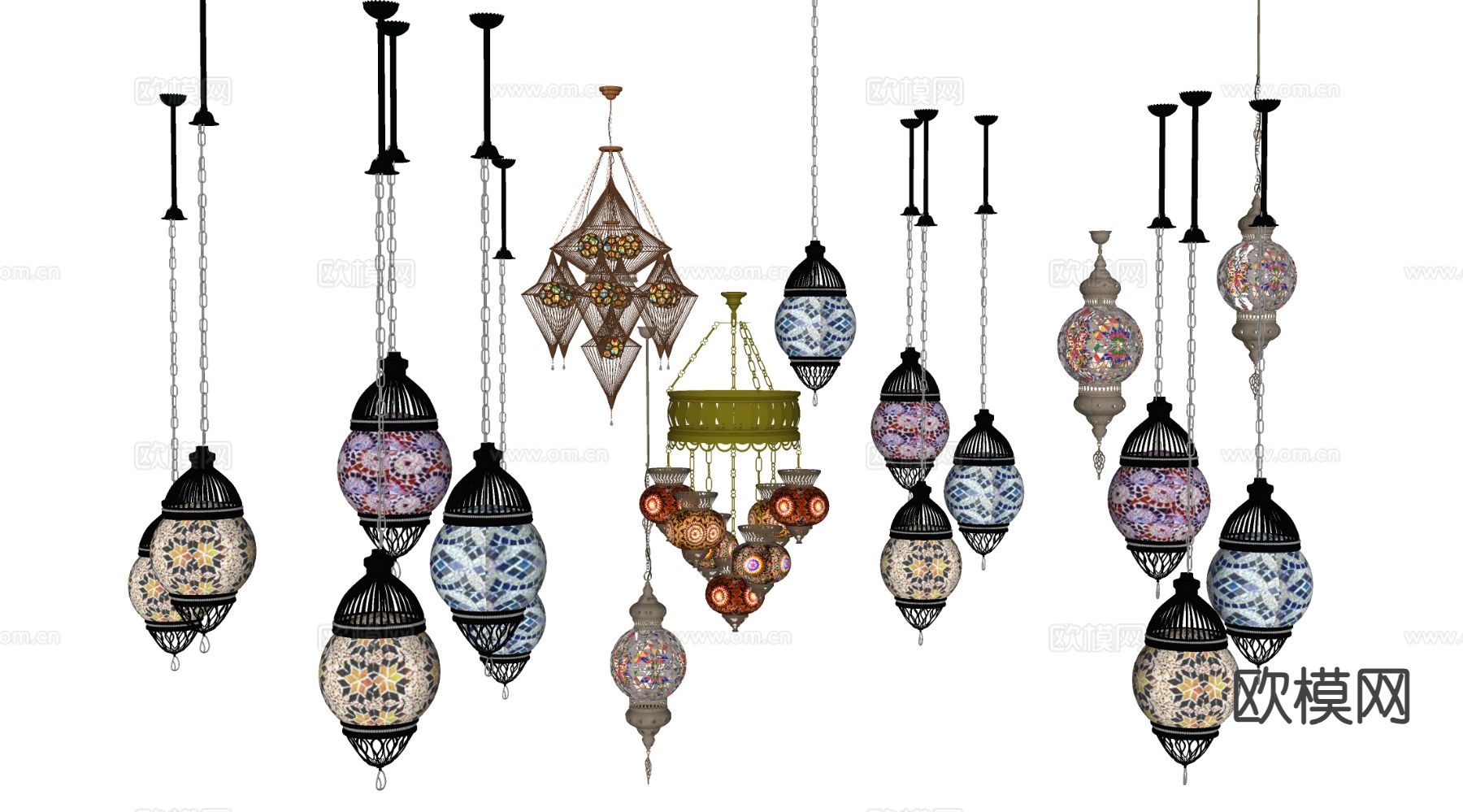 现代节庆灯 节日氛围灯 花灯 户外彩灯su模型下载（渲染图1）