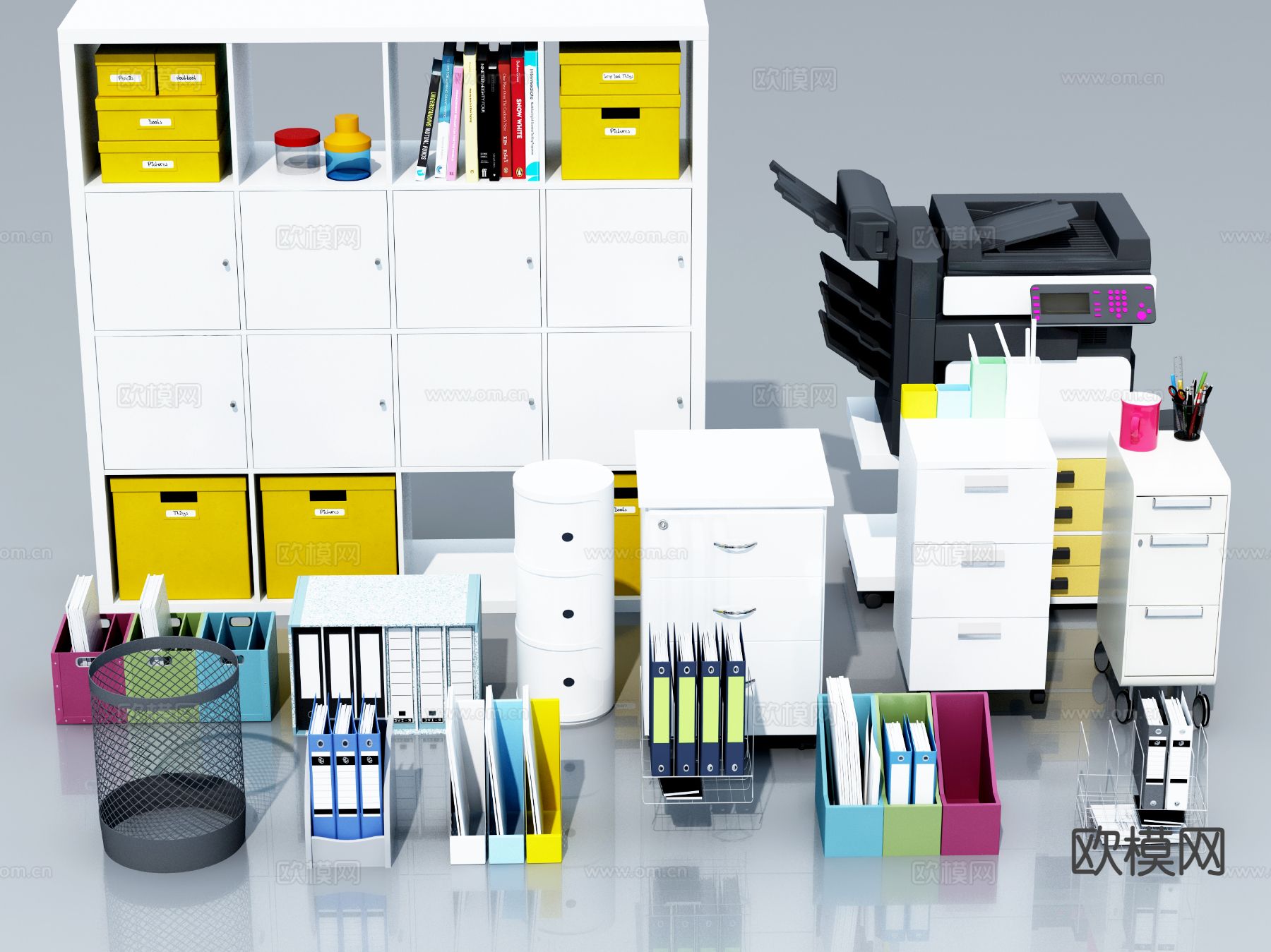 现代办公用品 文件柜 文件夹3d模型下载