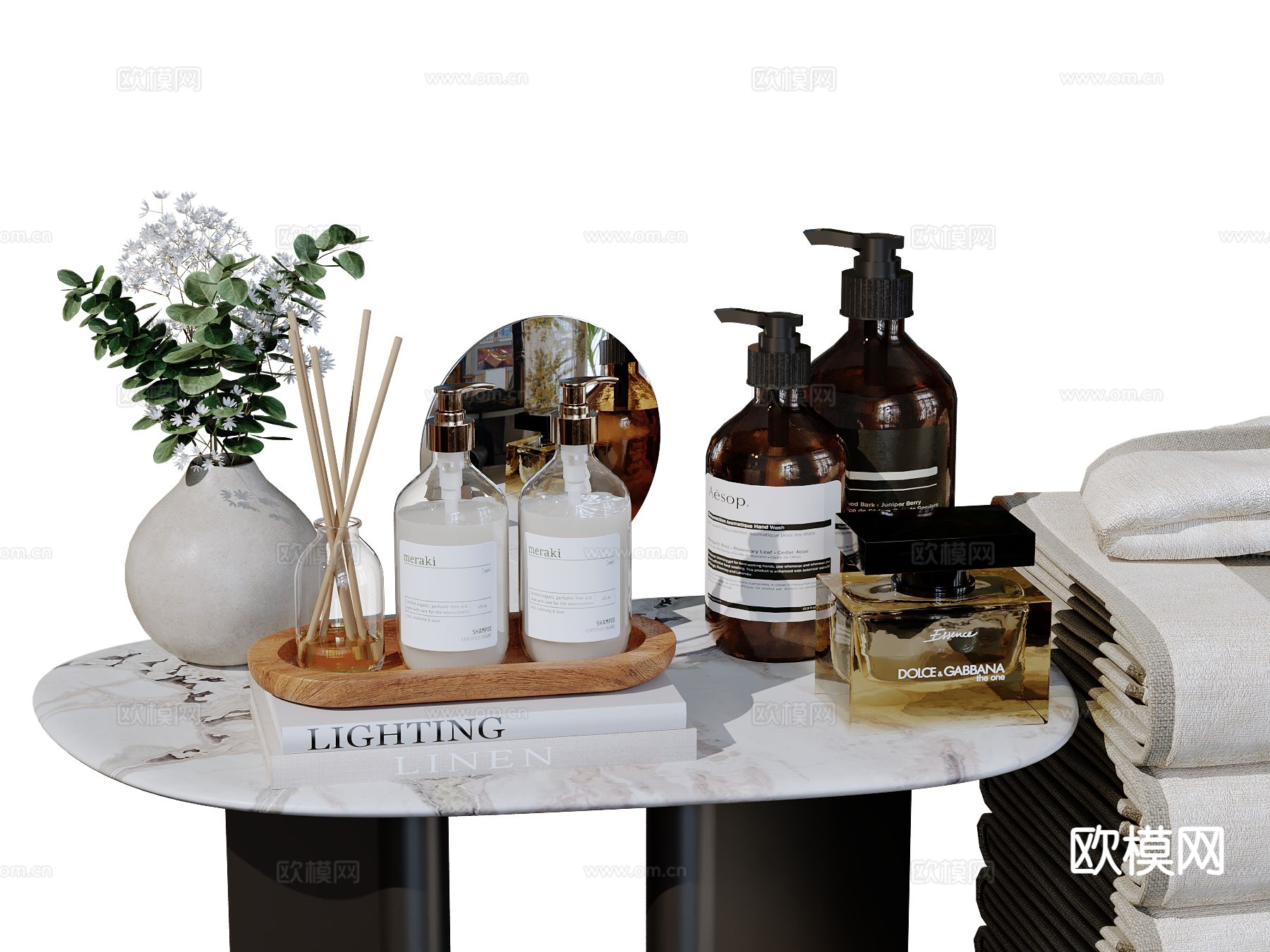 现代卫浴摆件 洗漱用品 化妆品 洗护用品su模型下载（渲染图2）