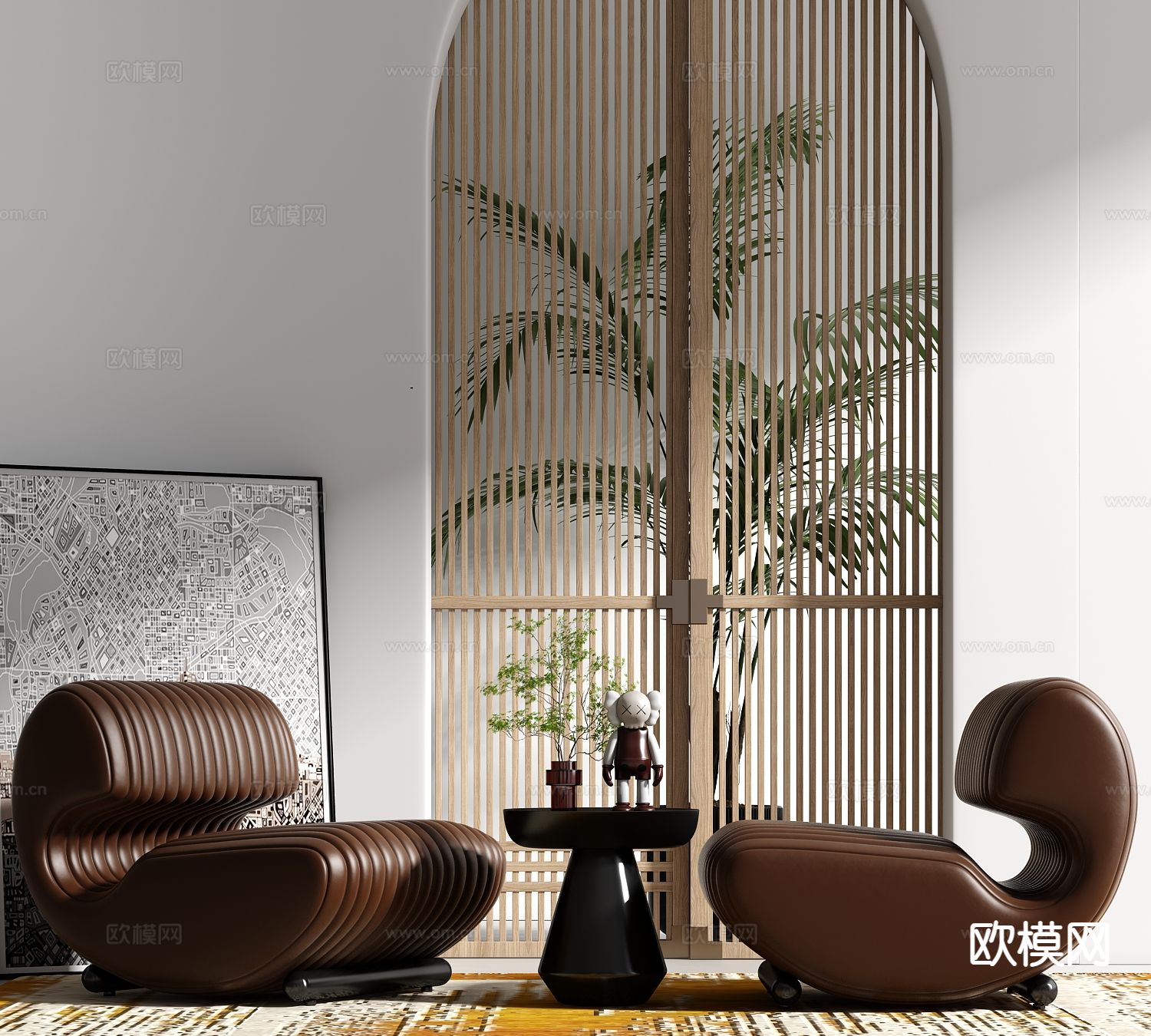 轻奢休闲椅 洽谈桌椅su模型下载（渲染图2）