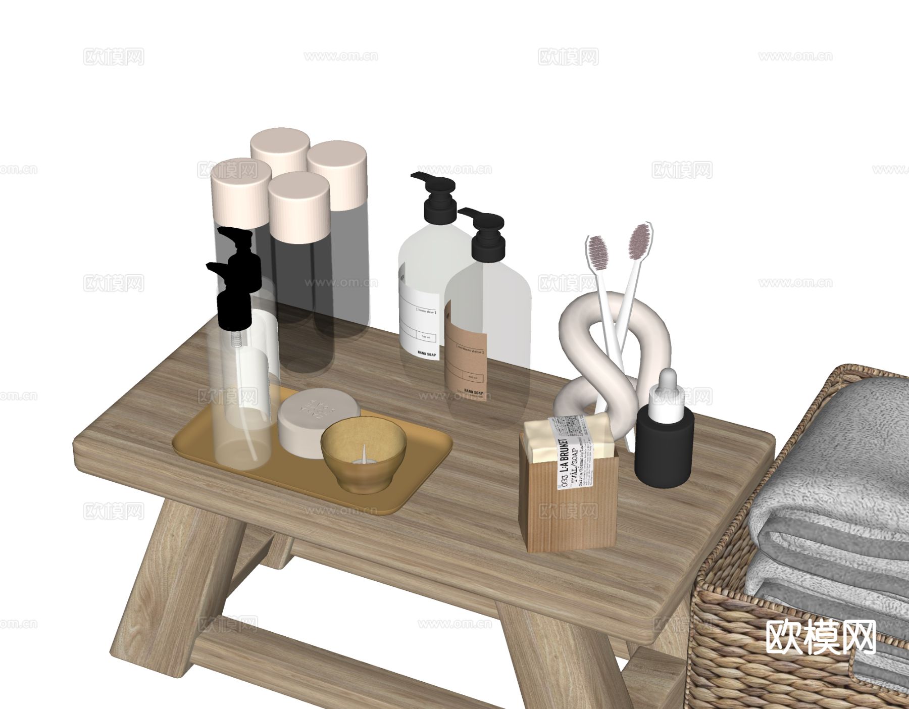 现代卫浴摆件 洗漱用品 化妆品 洗护用品su模型下载（渲染图1）