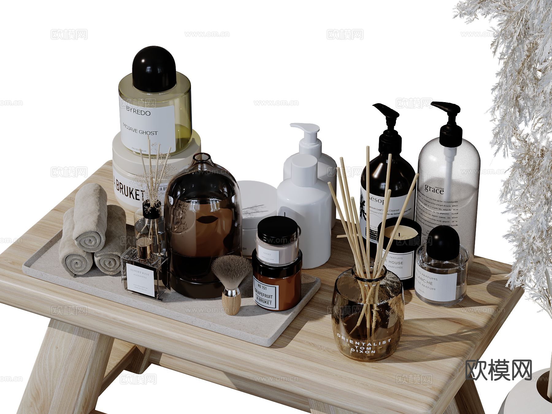 现代卫浴摆件 洗漱用品 化妆品 洗护用品su模型下载（渲染图2）