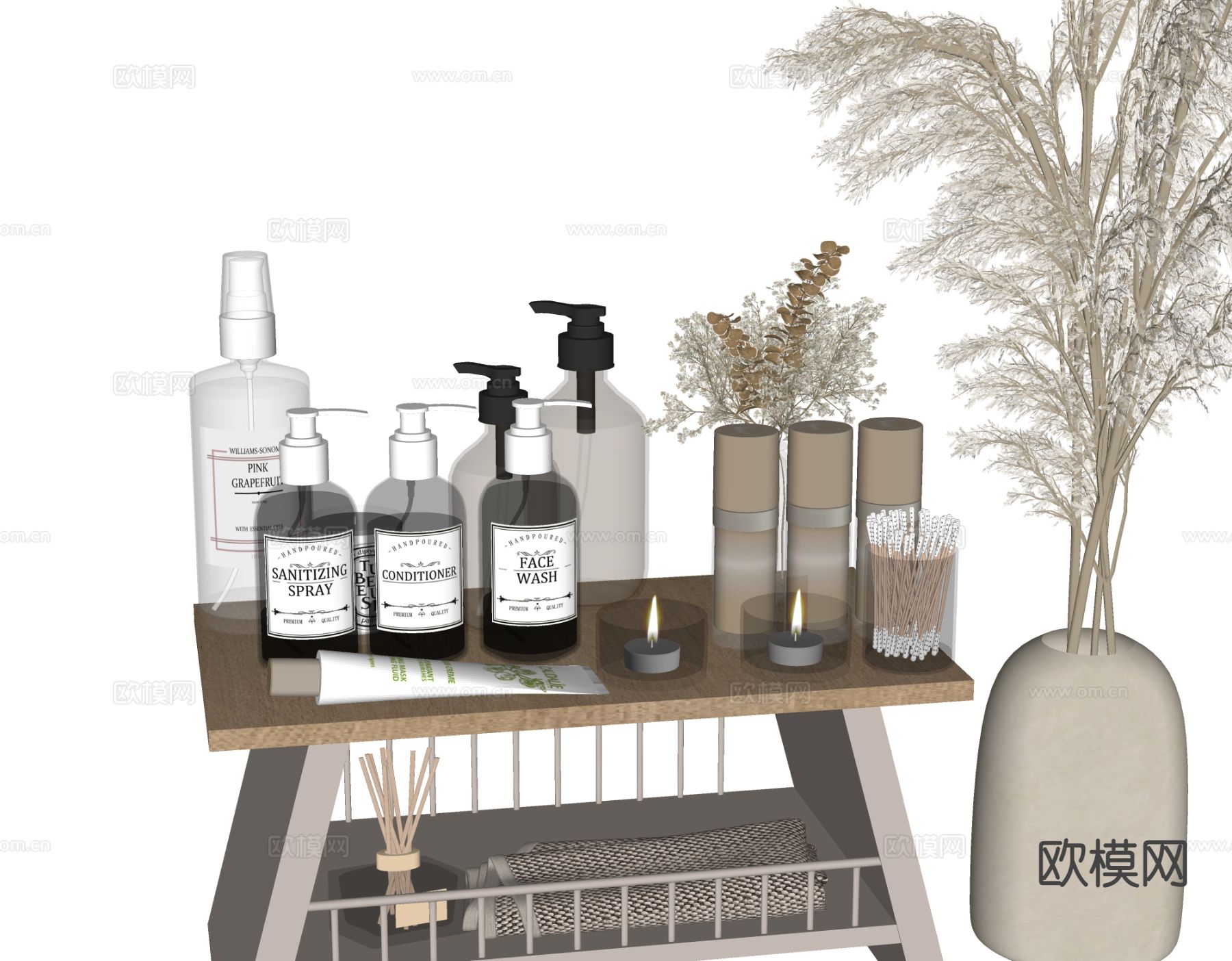 现代卫浴摆件 洗漱用品 化妆品 洗护用品su模型下载（渲染图1）