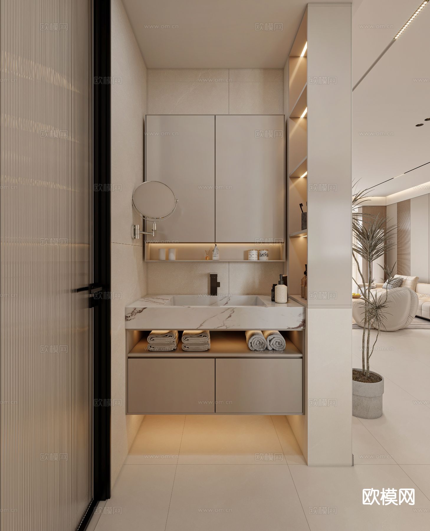 现代洗手台3d模型下载