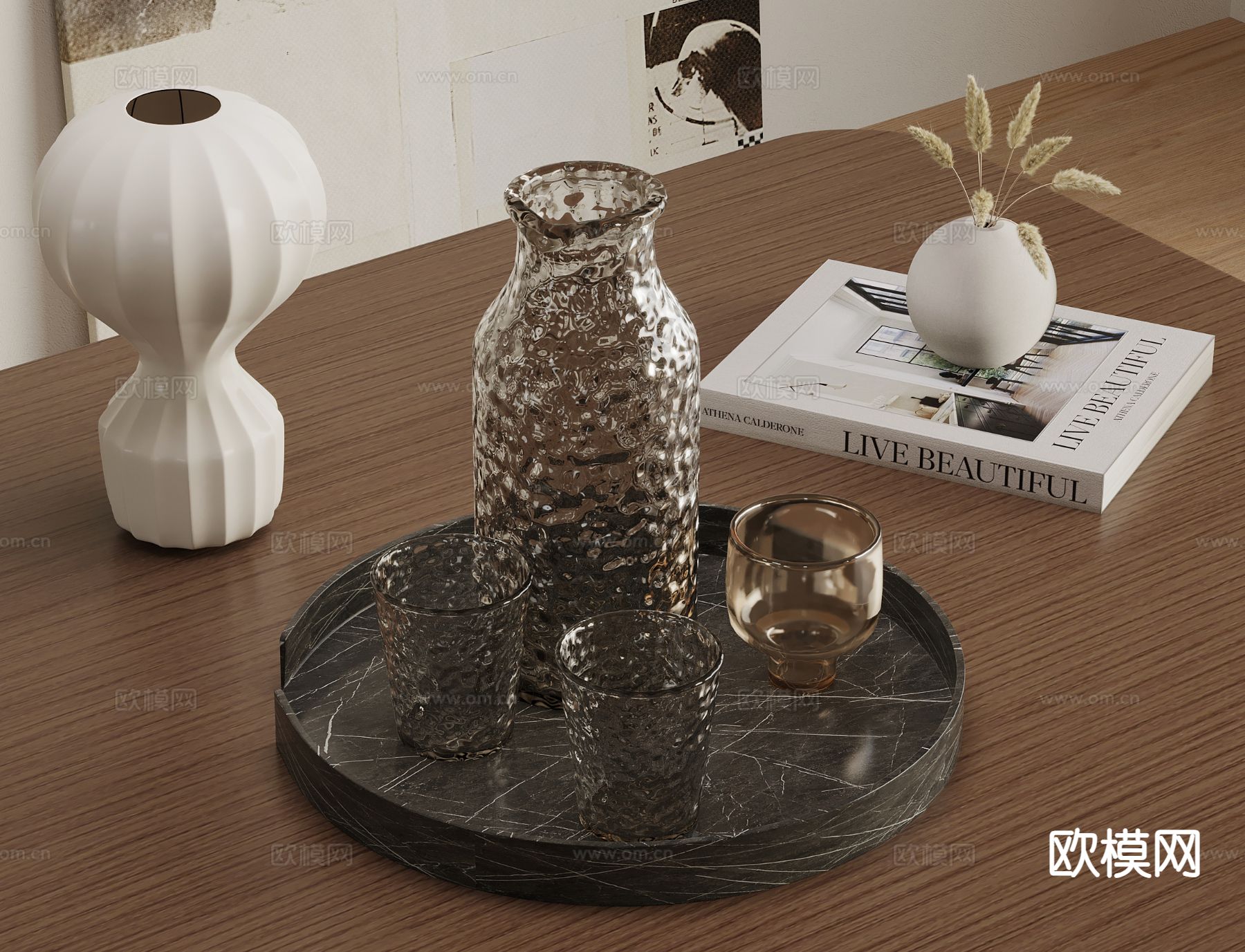 现代水杯 水瓶 酒水 茶具su模型下载（渲染图1）