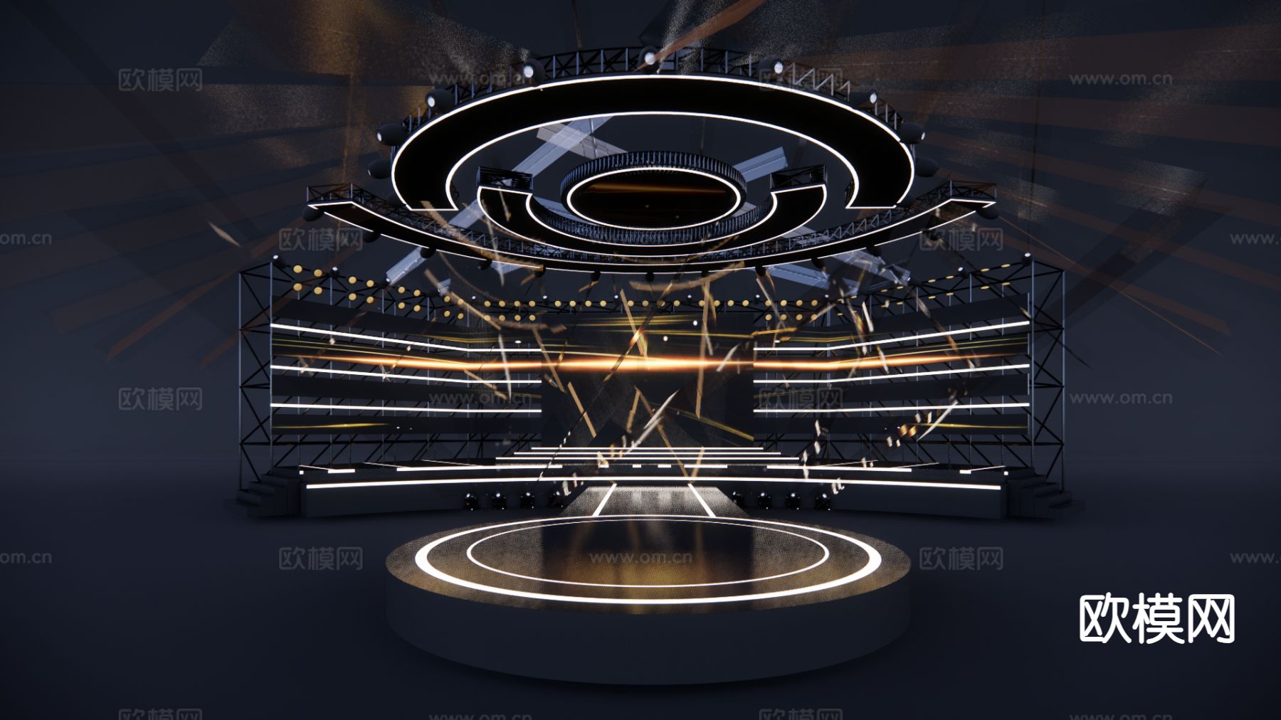 现代舞台 户外舞台 露营舞台su模型下载（渲染图3）