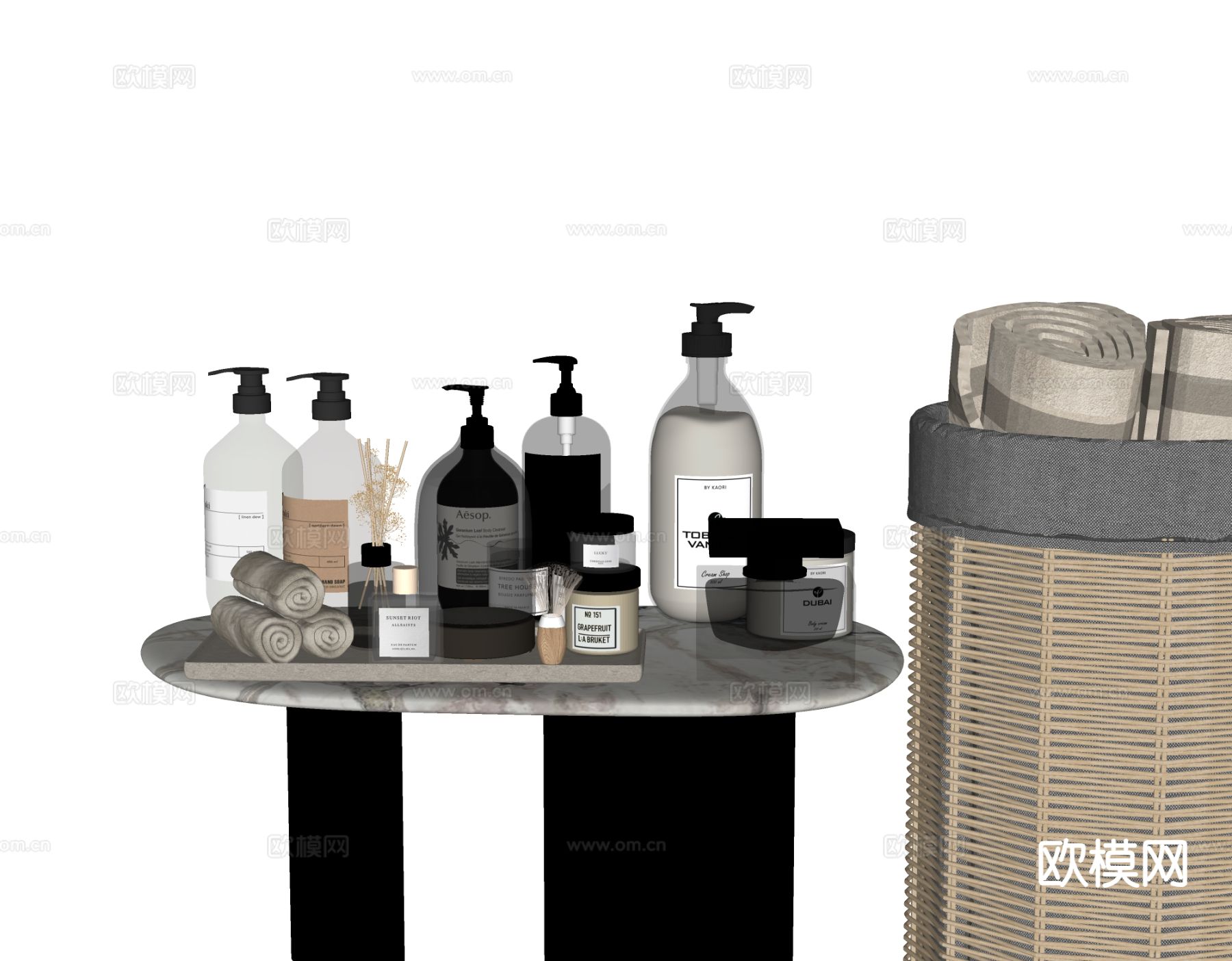 现代卫浴摆件 洗漱用品 化妆品 洗护用品su模型下载（渲染图1）