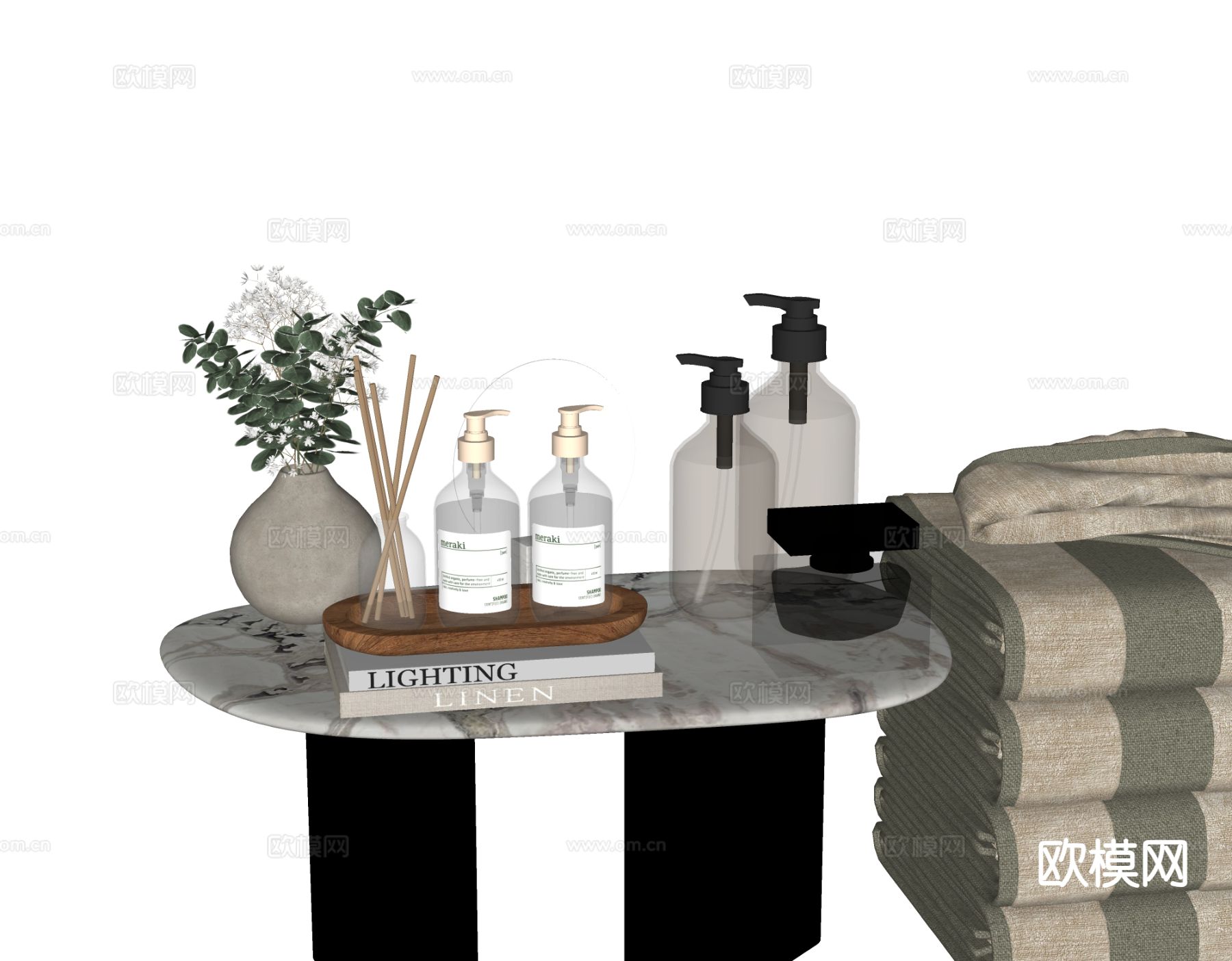 现代卫浴摆件 洗漱用品 化妆品 洗护用品su模型下载（渲染图1）