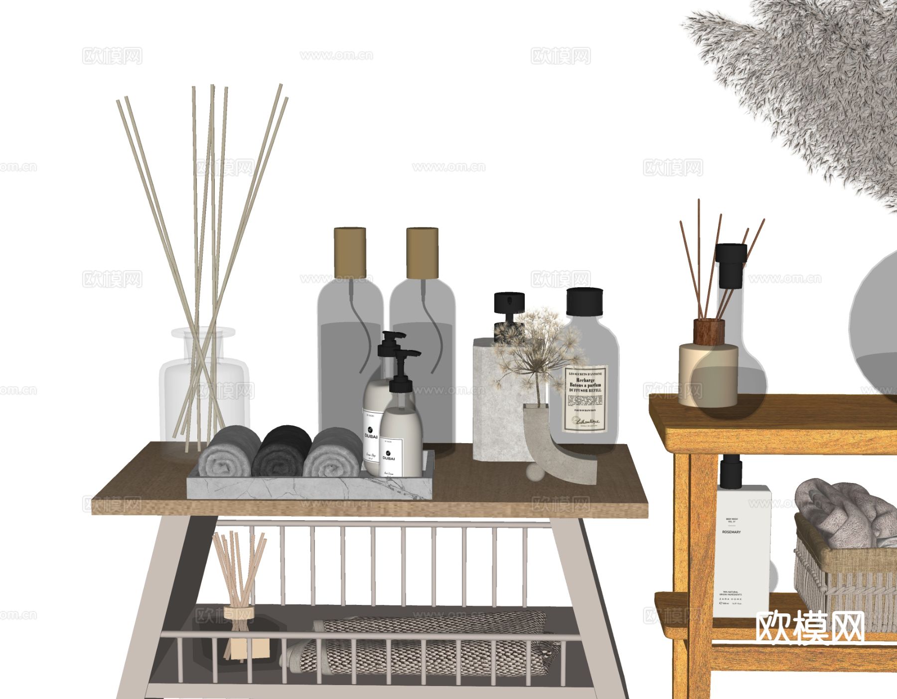 现代卫浴摆件 洗漱用品 化妆品 洗护用品su模型下载（渲染图1）