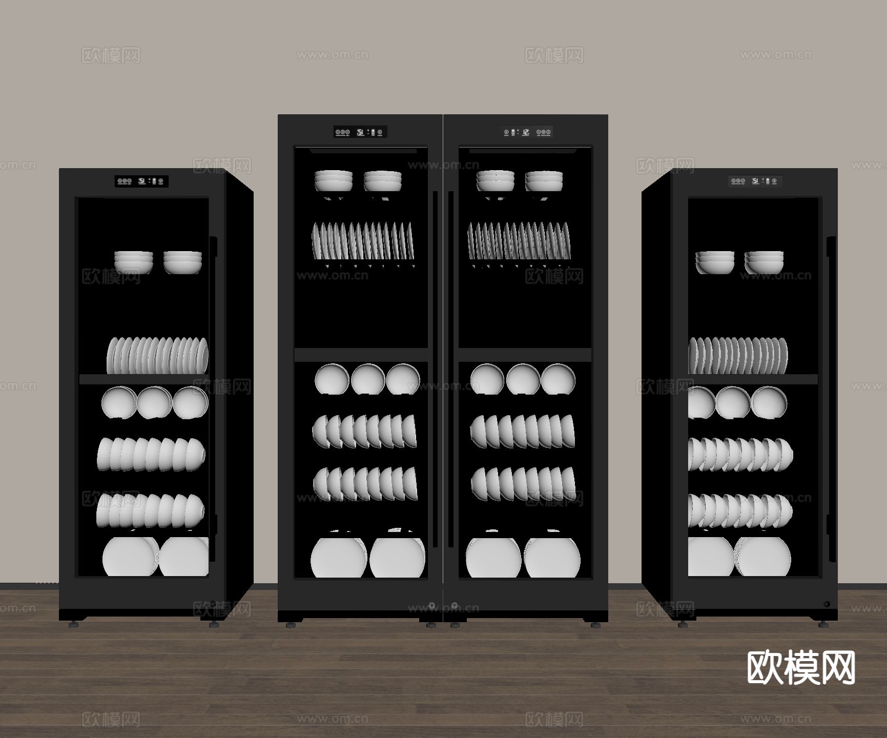 现代消毒柜 消毒碗柜su模型下载（渲染图1）