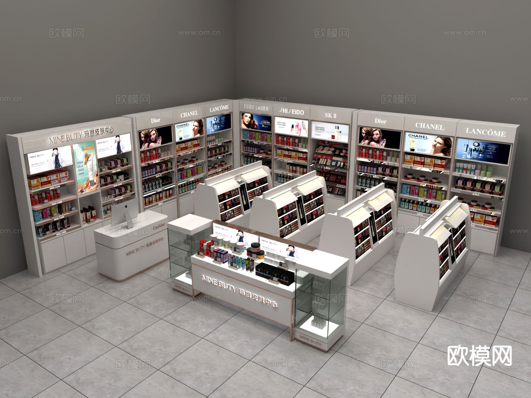 现代化妆品 展台3d模型下载