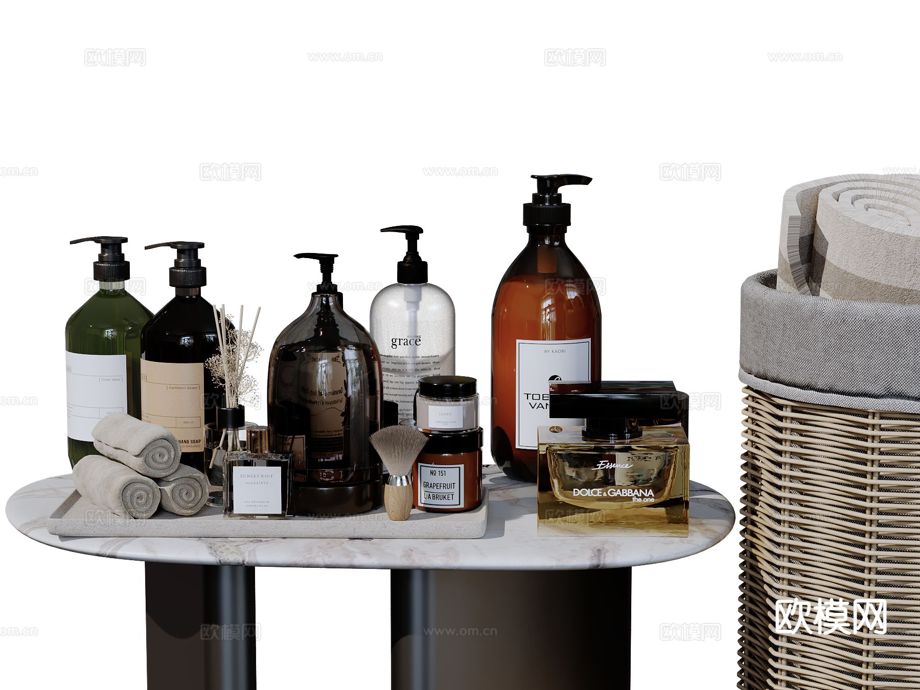 现代卫浴摆件 洗漱用品 化妆品 洗护用品su模型下载（渲染图2）