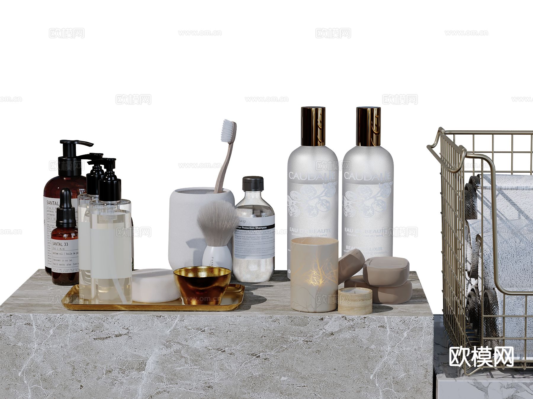 现代卫浴摆件 洗漱用品 化妆品 洗护用品su模型下载（渲染图2）