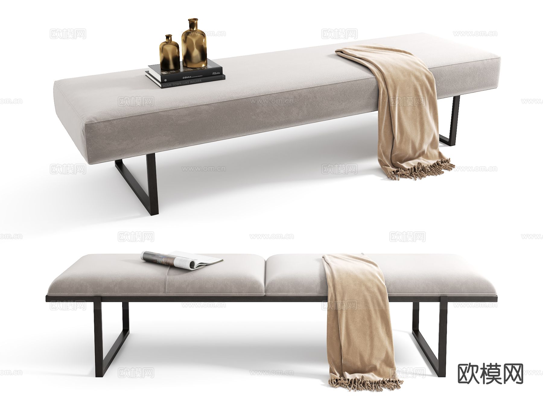 现代床尾凳 沙发凳3d模型下载