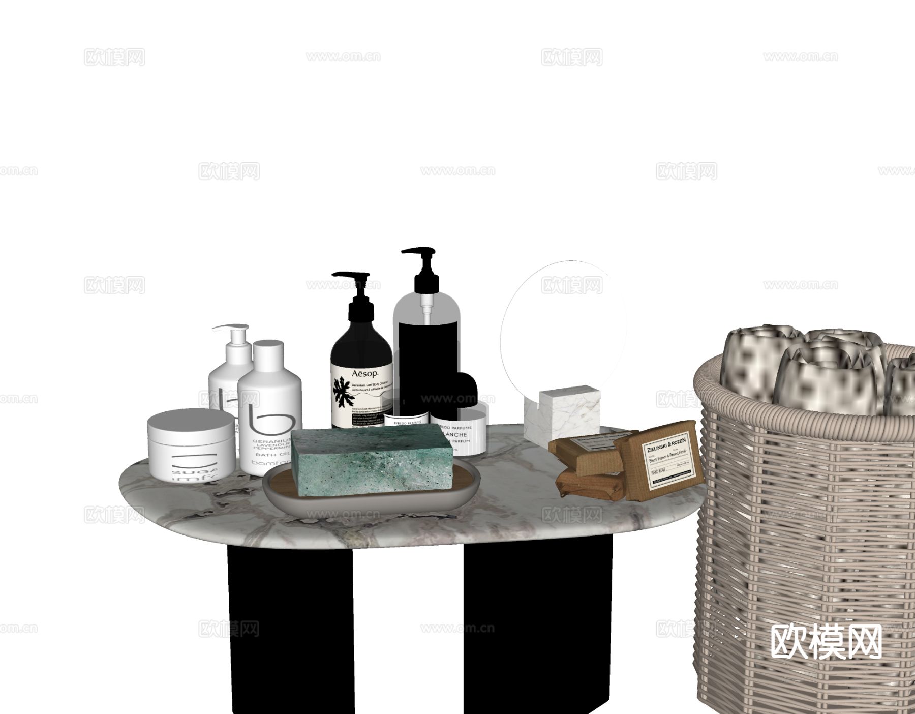 现代卫浴摆件 洗漱用品 化妆品 洗护用品su模型下载（渲染图1）