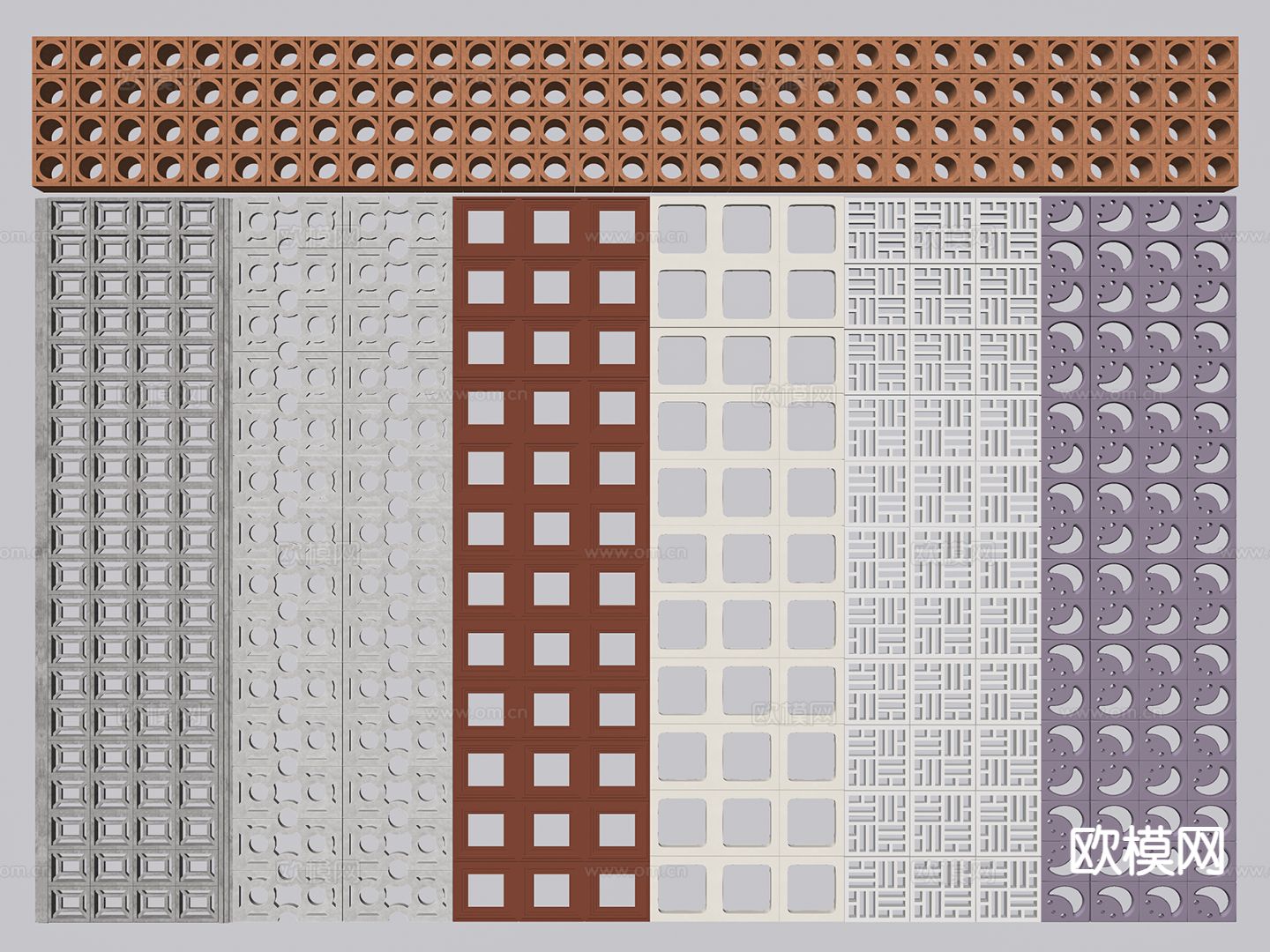 现代隔断 预制砖 水泥砖su模型下载（渲染图1）
