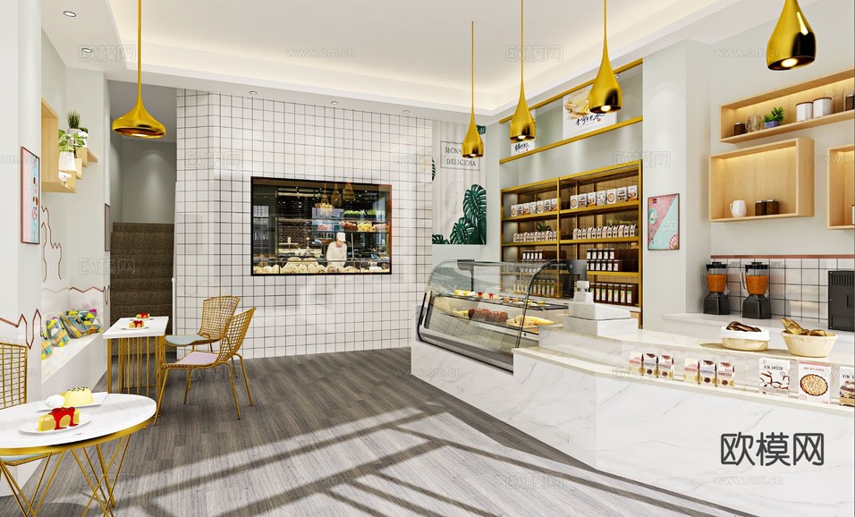 北欧风甜品店 面包店3d模型下载