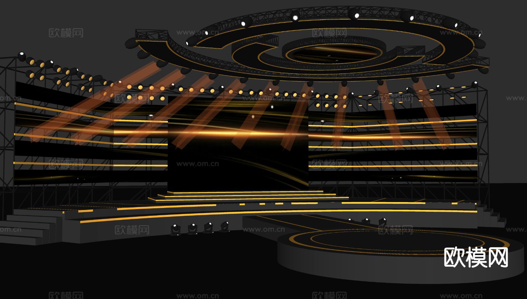现代舞台 户外舞台 露营舞台su模型下载（渲染图2）