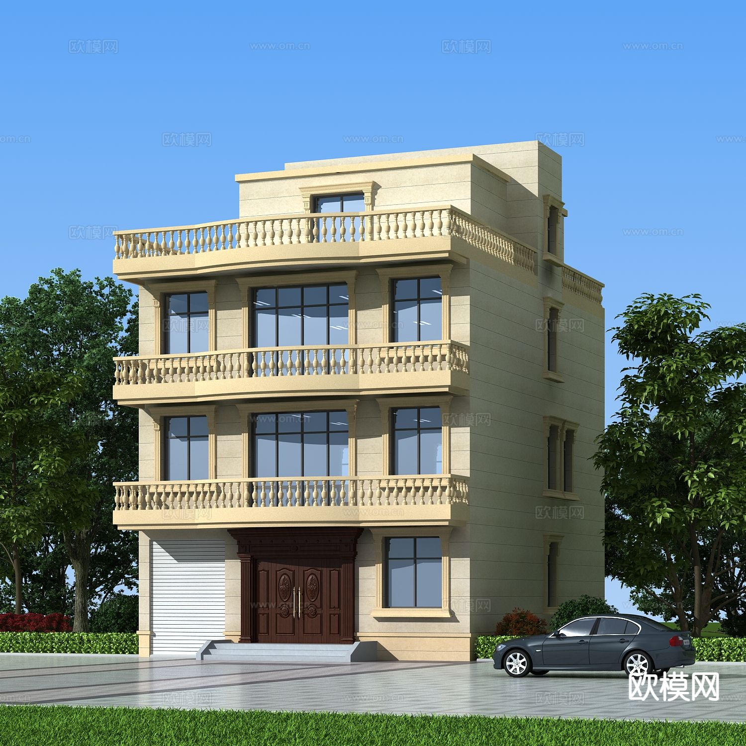 简欧独栋别墅3d模型下载