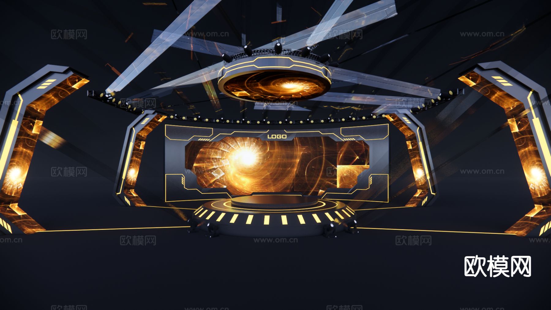 现代舞台 小舞台 室内舞台 时尚音乐舞台su模型下载（渲染图2）