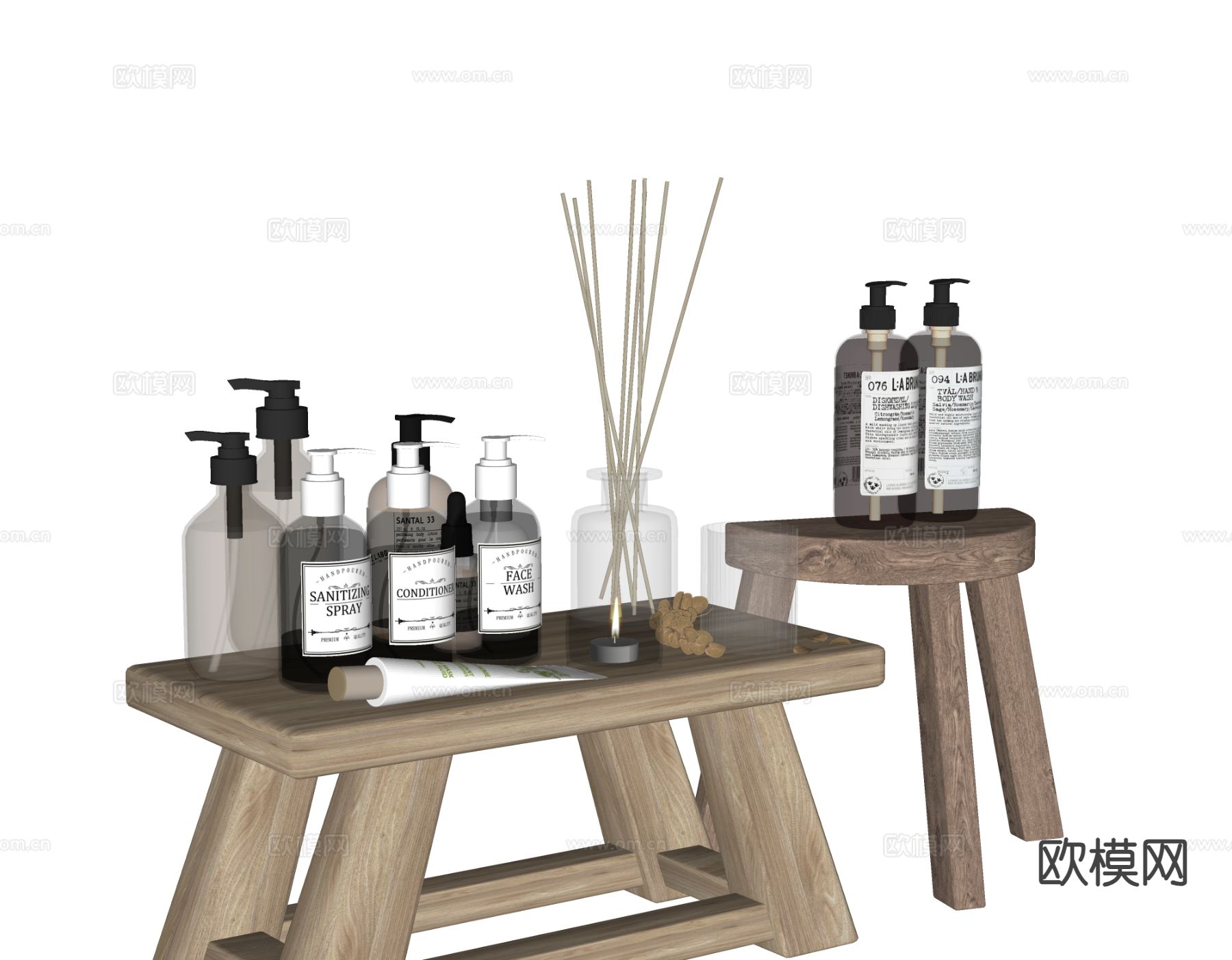 现代卫浴摆件 洗漱用品 化妆品 洗护用品su模型下载（渲染图1）
