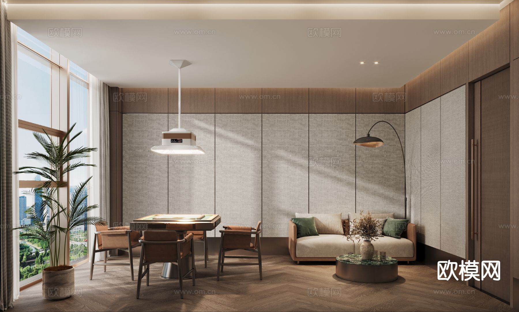 新中式棋牌室 麻将室3d模型下载