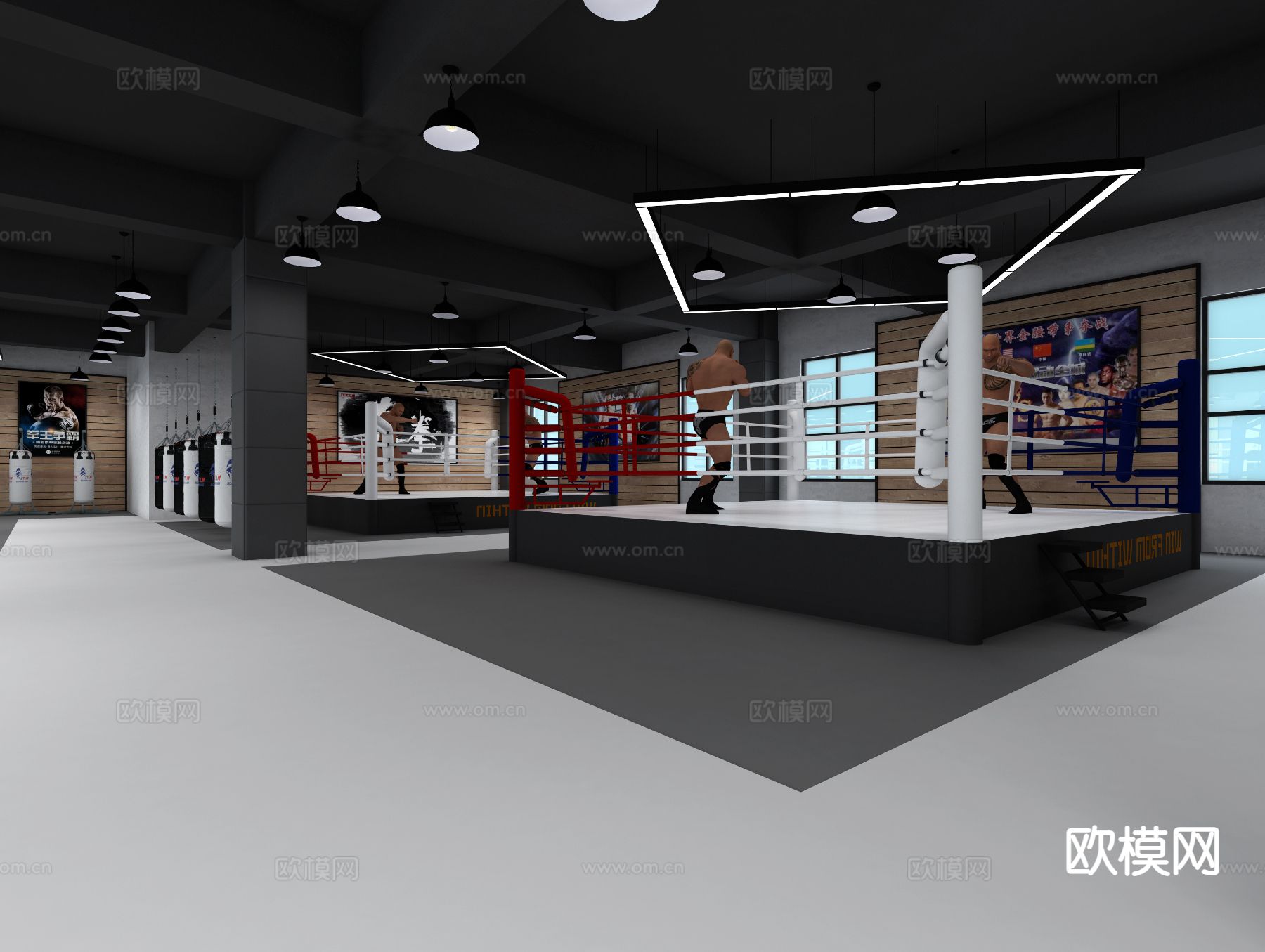 现代健身房 拳击馆3d模型下载（渲染图3）