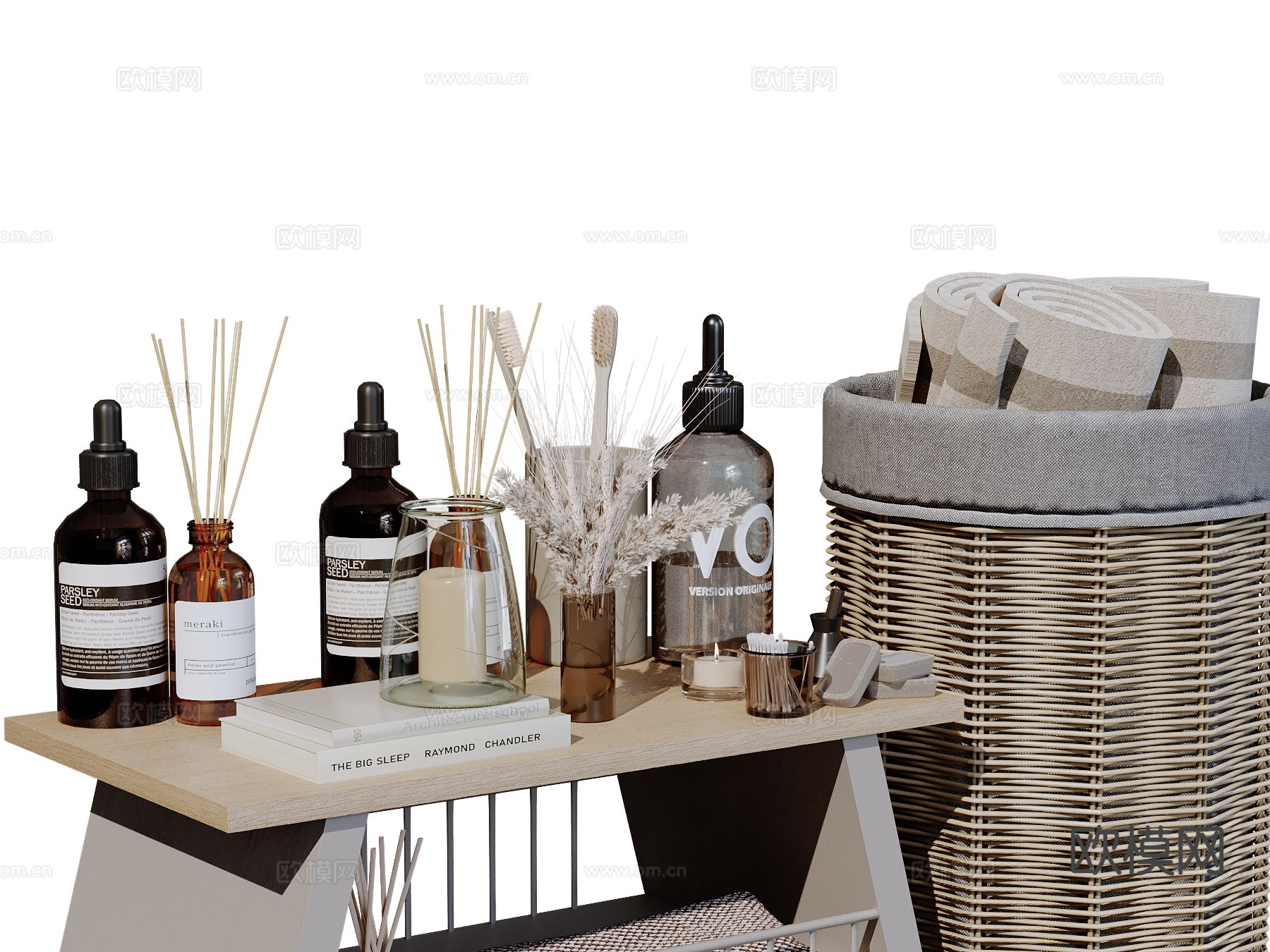 现代卫浴摆件 洗漱用品 化妆品 洗护用品su模型下载（渲染图2）