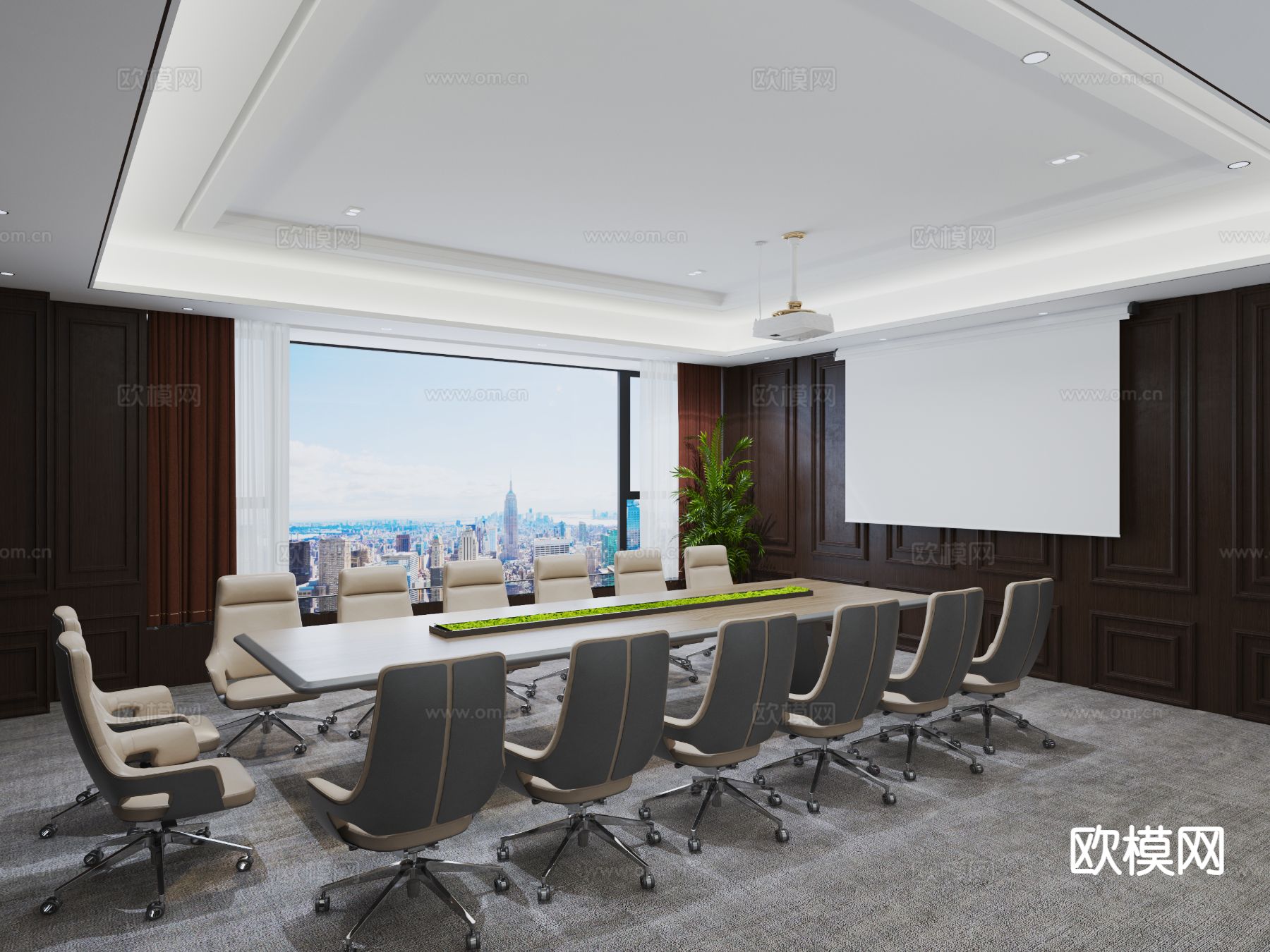 现代会议室3d模型下载
