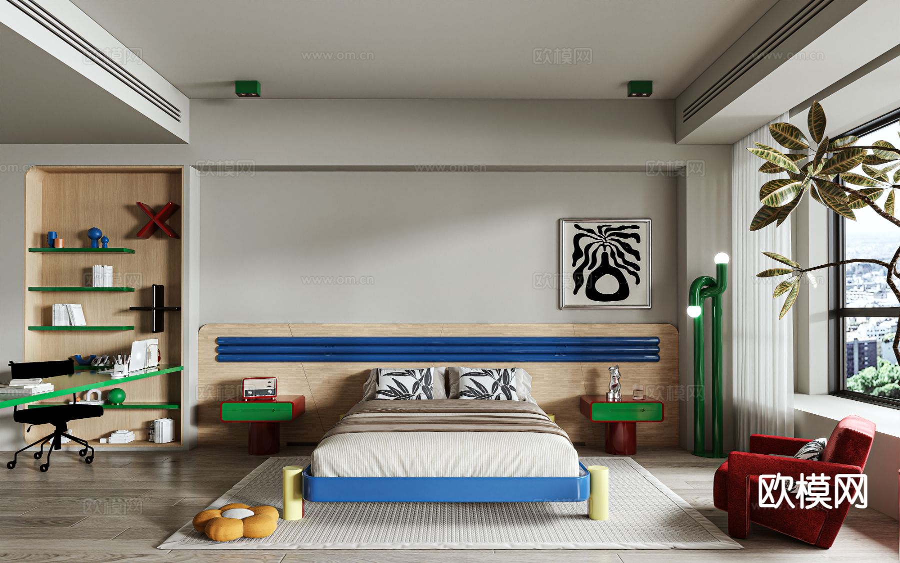 孟菲斯卧室 主卧3d模型下载