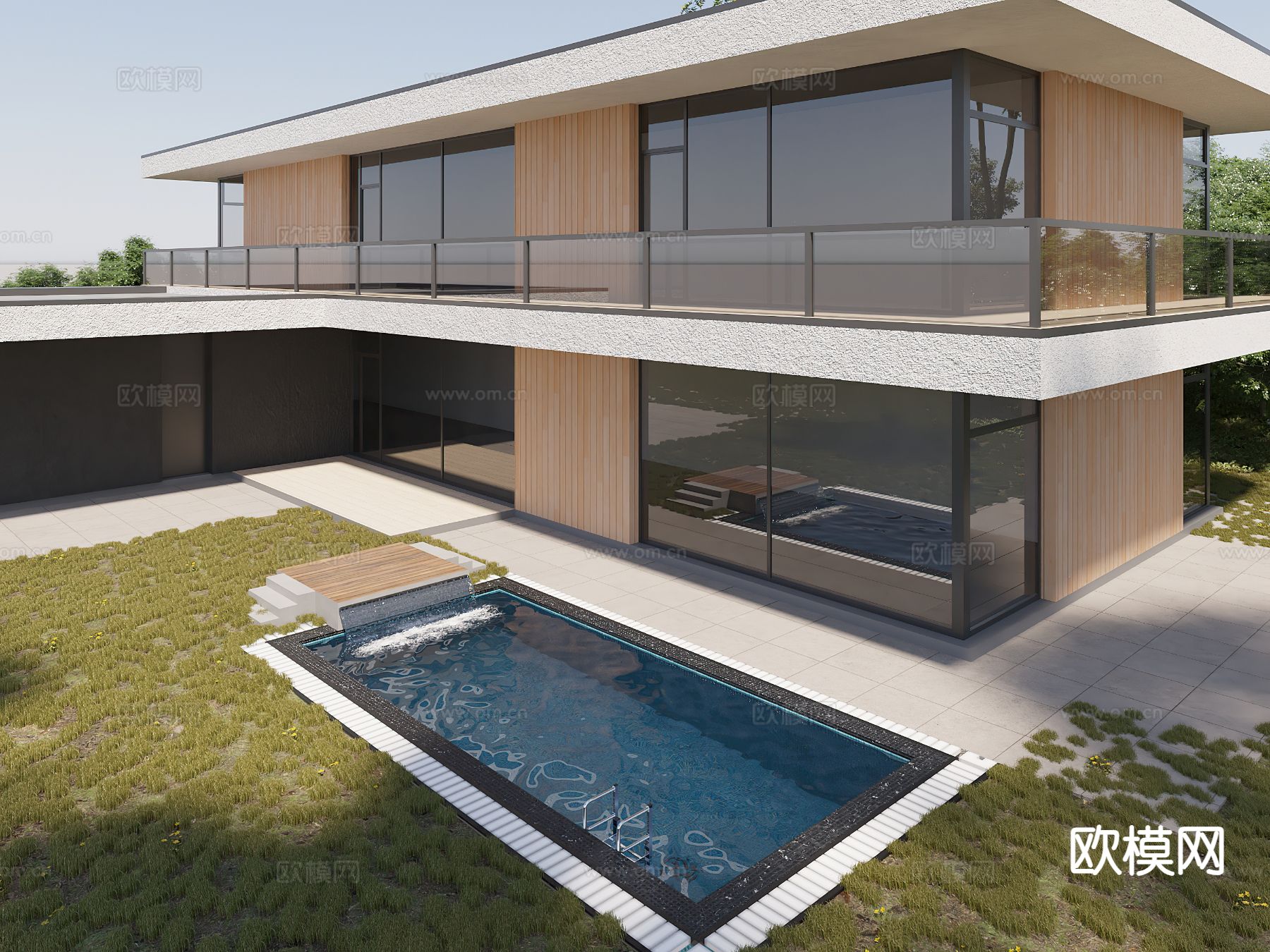 现代别墅建筑外观3d模型下载