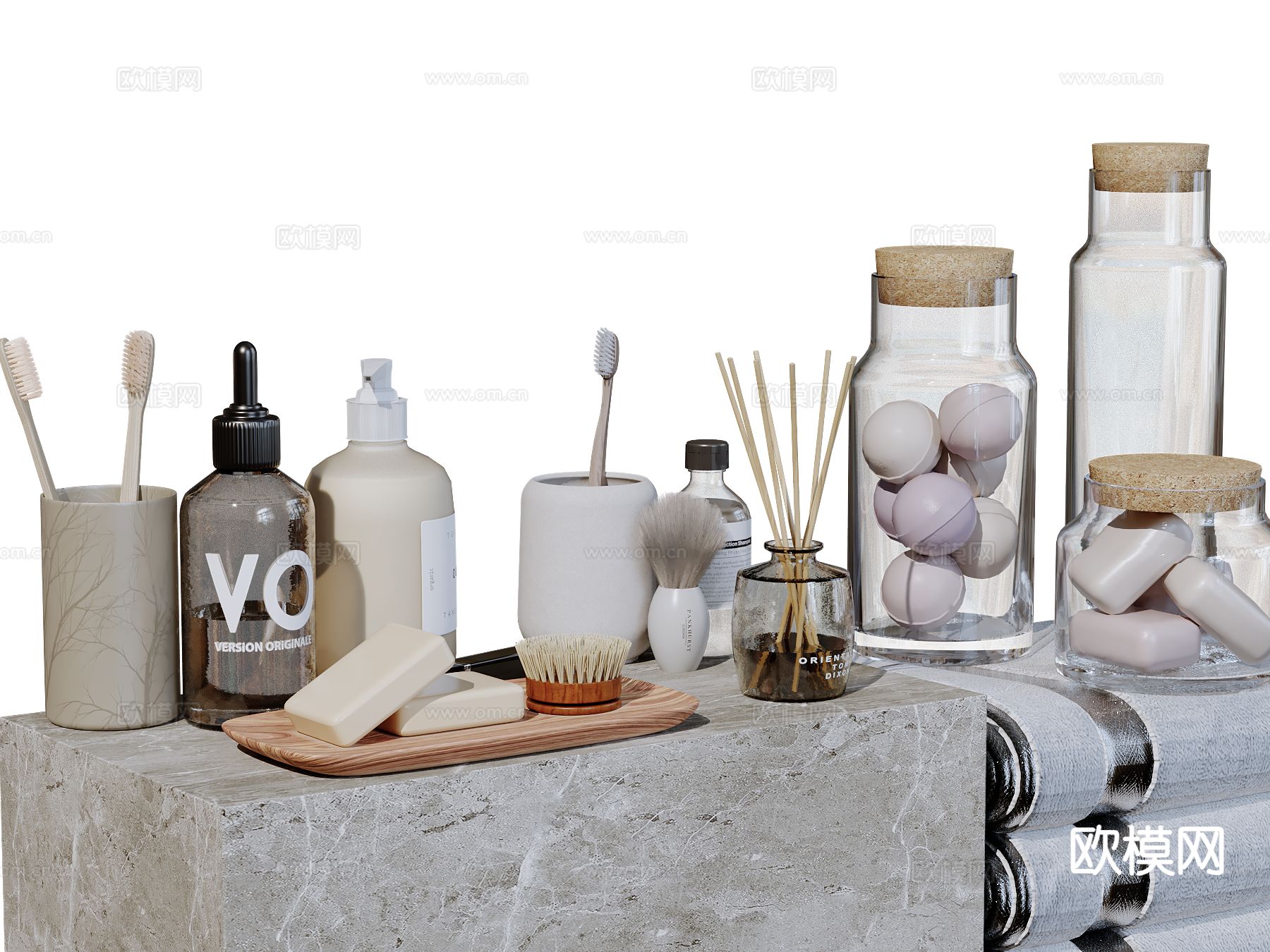 现代卫浴摆件 洗漱用品 化妆品 洗护用品su模型下载（渲染图2）