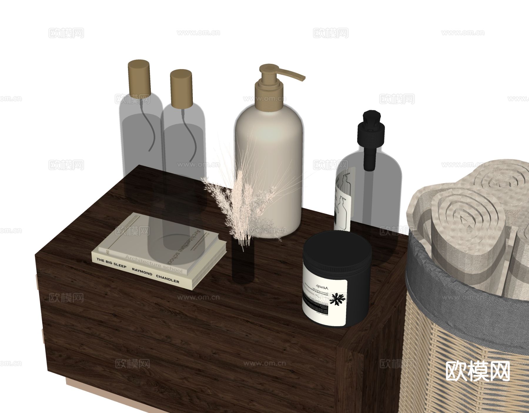 现代卫浴摆件 洗漱用品 化妆品 洗护用品su模型下载（渲染图1）