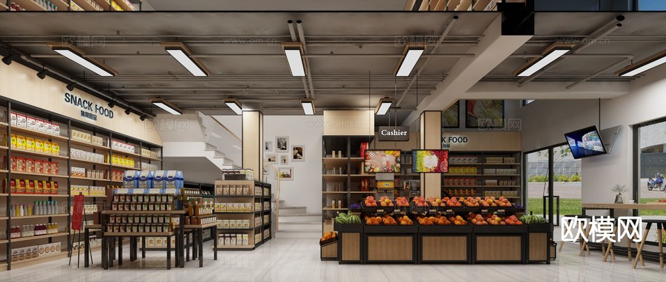 现代便利店 商场超市3d模型下载(渲染图3)