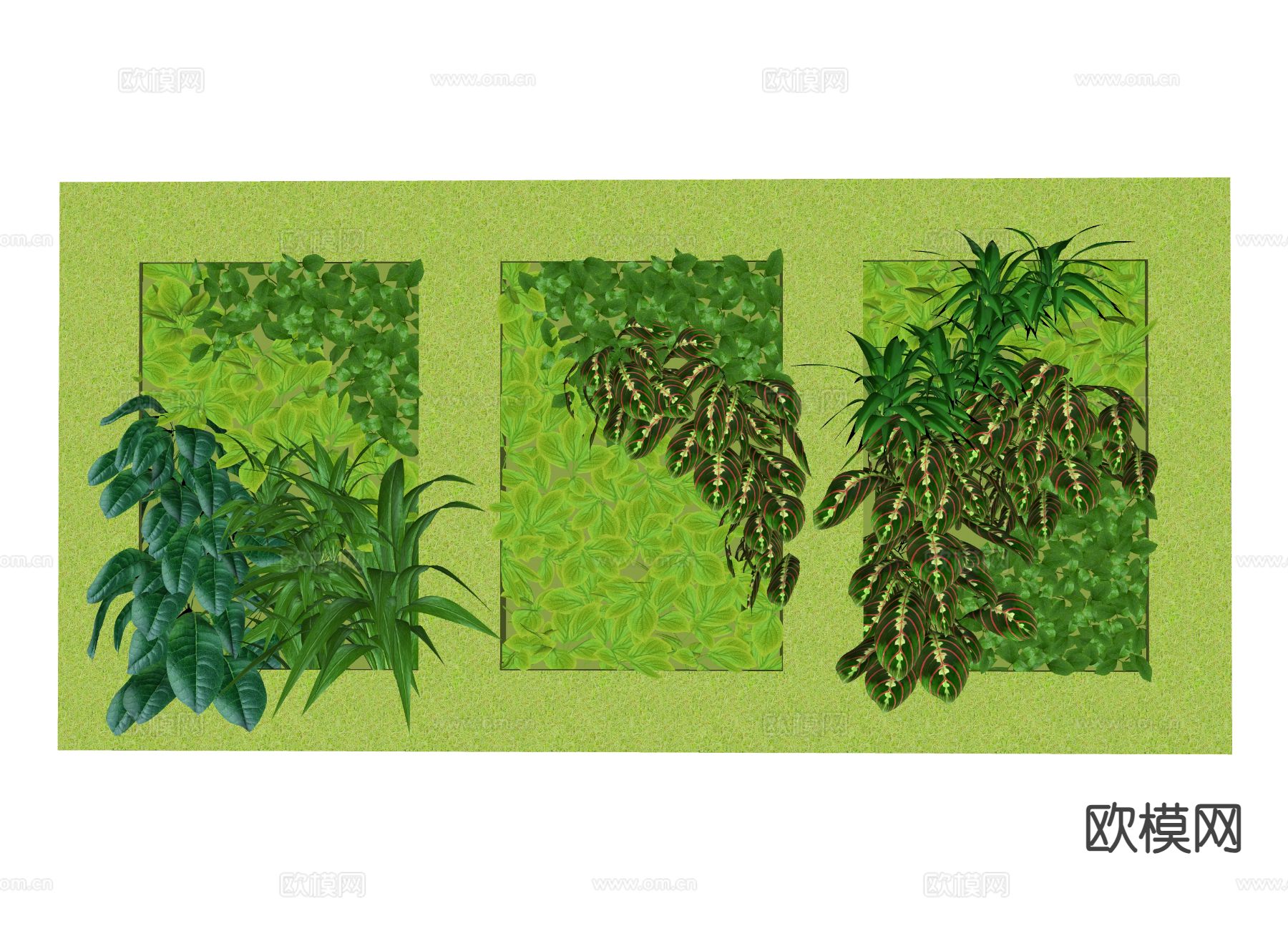 现代植物墙 绿植墙su模型下载（渲染图1）