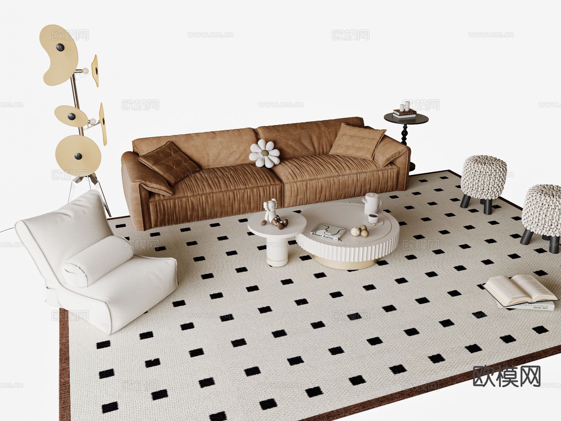 法式组合沙发3d模型下载