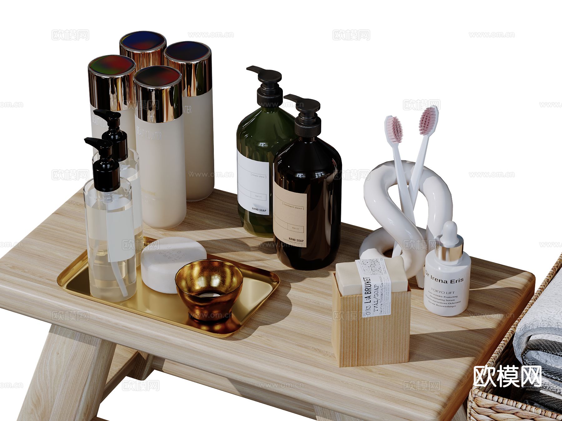 现代卫浴摆件 洗漱用品 化妆品 洗护用品su模型下载（渲染图2）