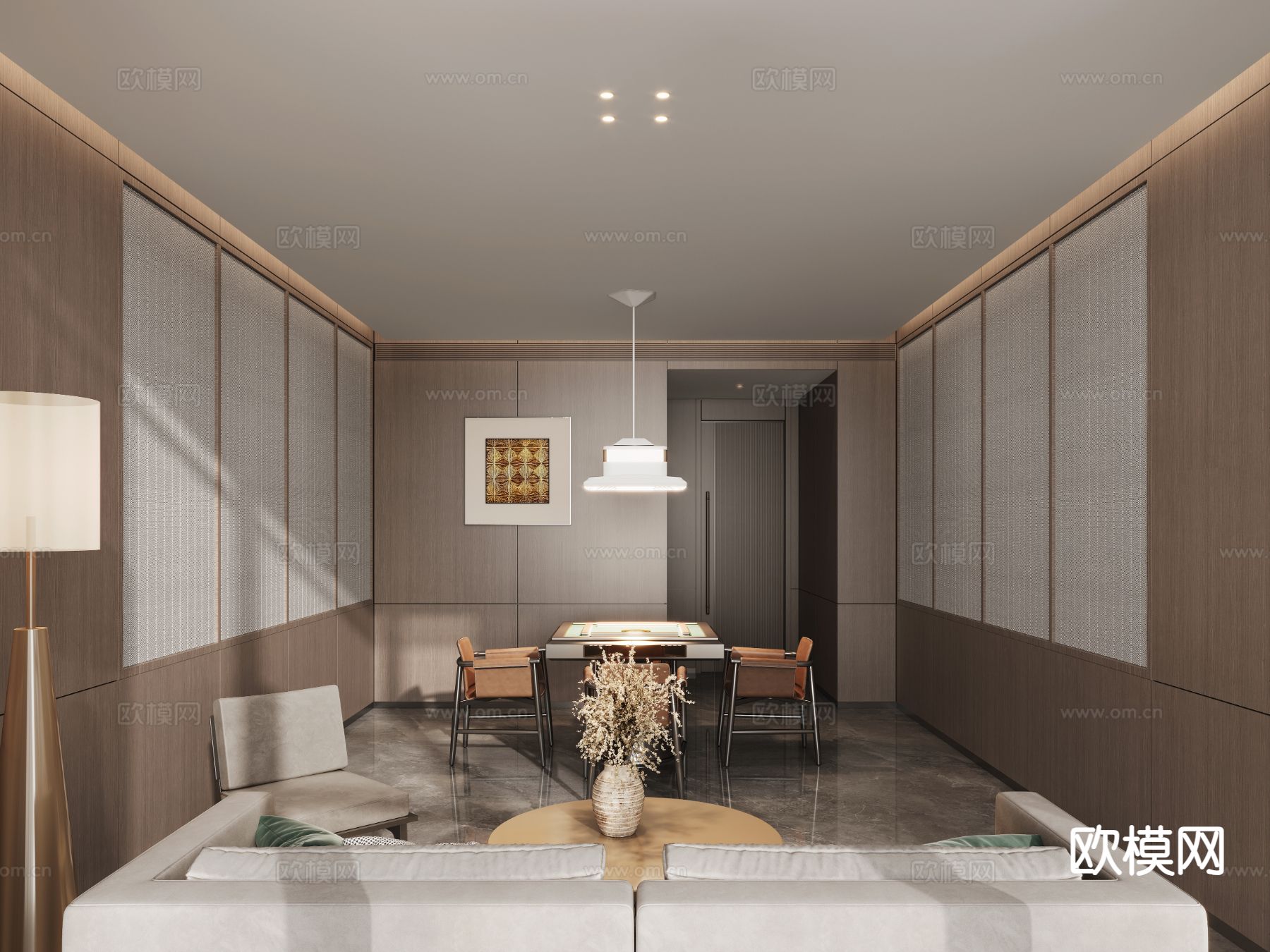 新中式棋牌室 麻将室3d模型下载（渲染图2）