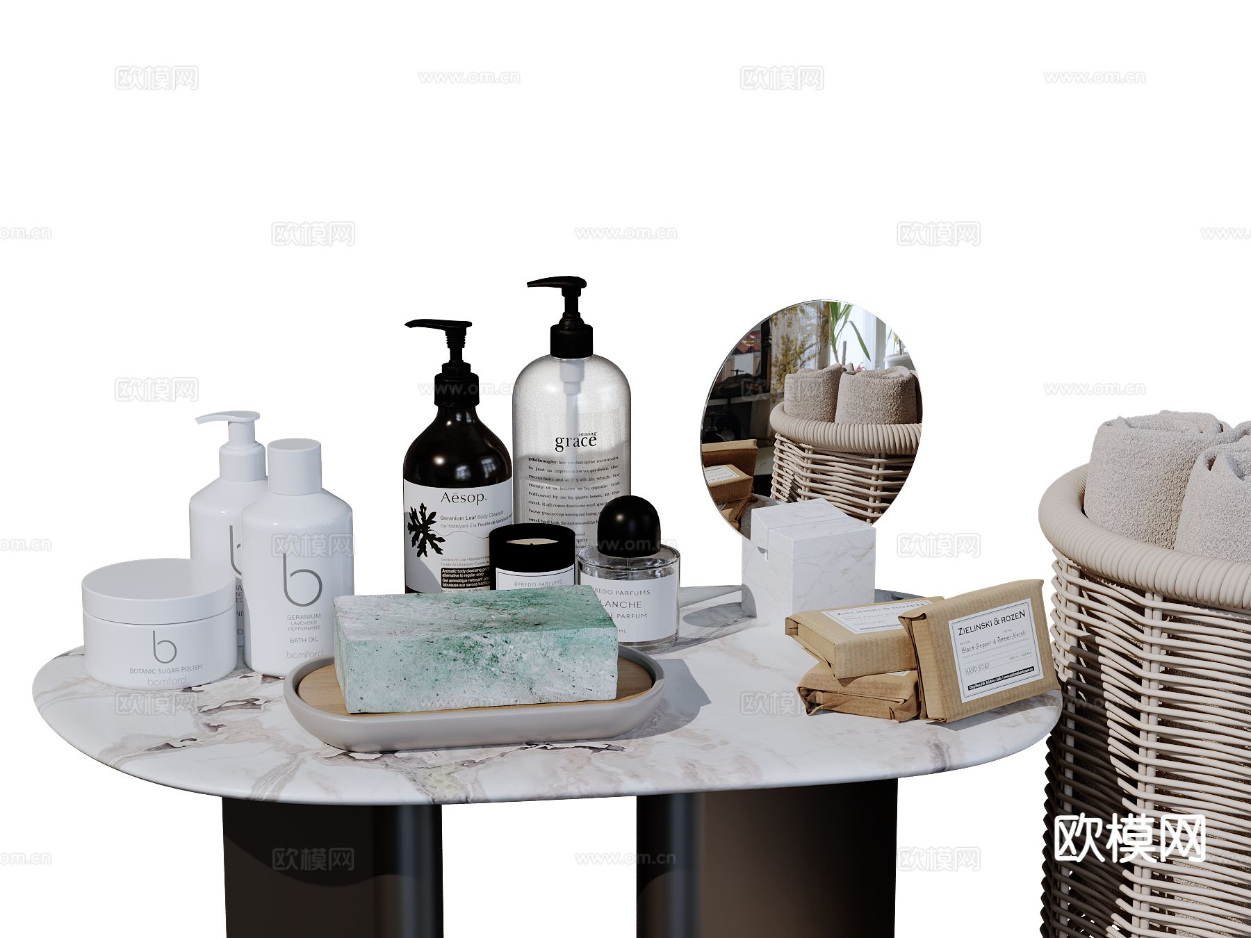 现代卫浴摆件 洗漱用品 化妆品 洗护用品su模型下载（渲染图2）