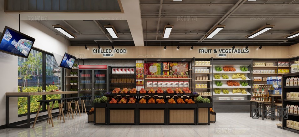 现代便利店 商场超市3d模型下载(渲染图2)