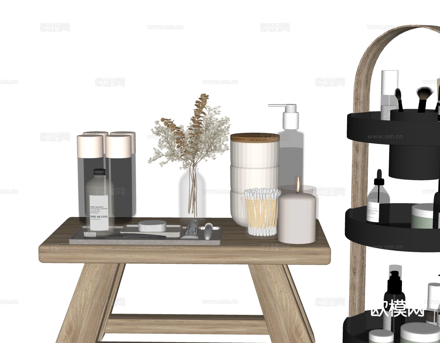 现代卫浴摆件 洗漱用品 化妆品 洗护用品su模型下载（渲染图1）
