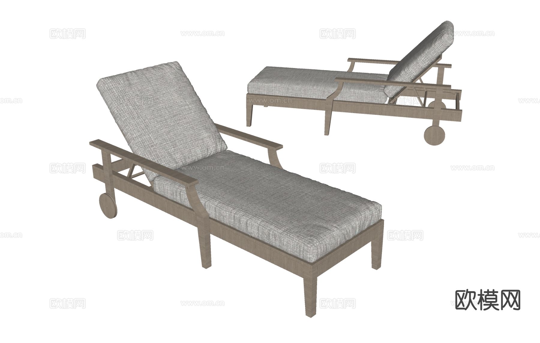 沙滩椅 沙发椅 户外椅 泳池床su模型下载（渲染图1）