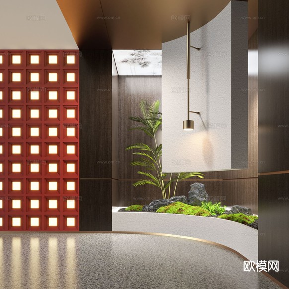 现代室内景观小品 植物堆3d模型下载
