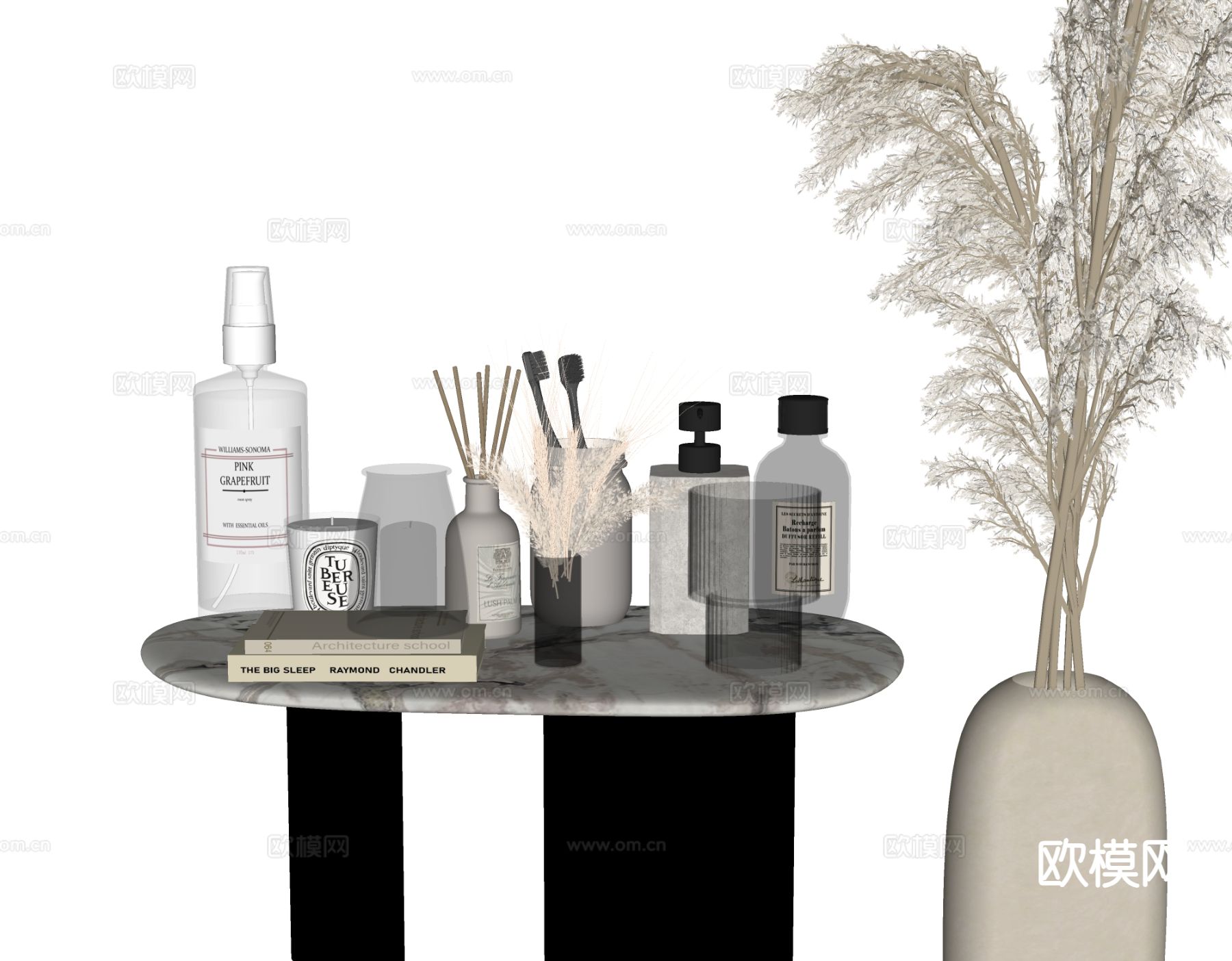 现代卫浴摆件 洗漱用品 化妆品 洗护用品su模型下载（渲染图1）