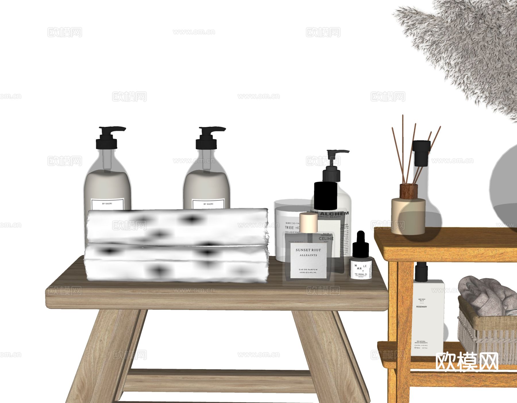 现代卫浴摆件 洗漱用品 化妆品 洗护用品su模型下载（渲染图1）