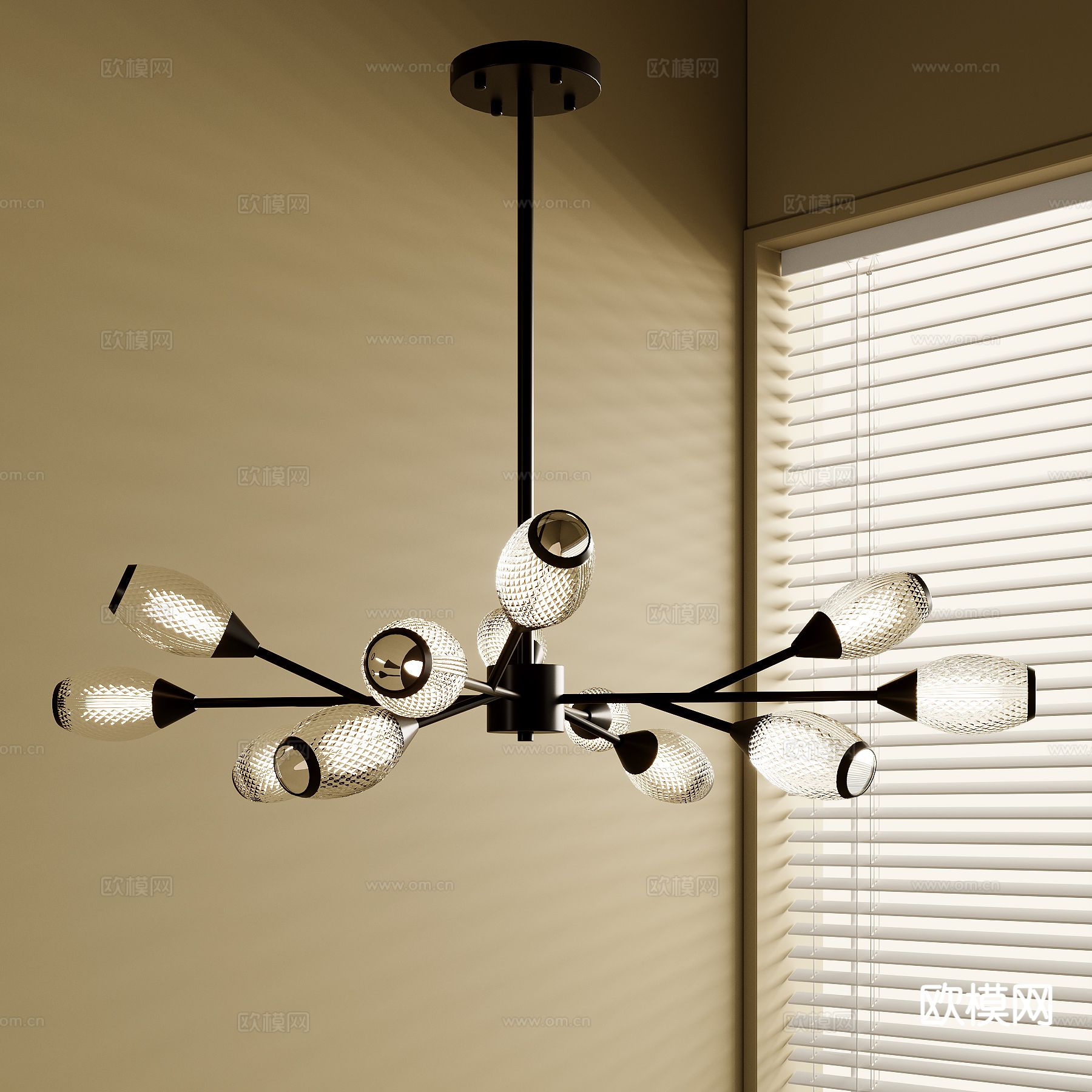 中古风吊灯 多头吊灯su模型